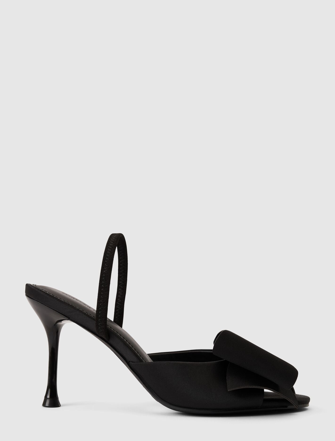 Shannon Satin Bow Peep Toe Heel Black Forever New