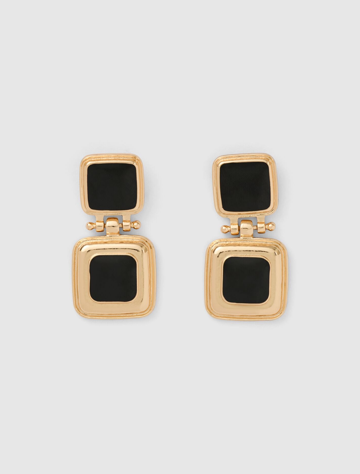 Signature Suki Square Drop Earrings 0 Black Gold Forever New