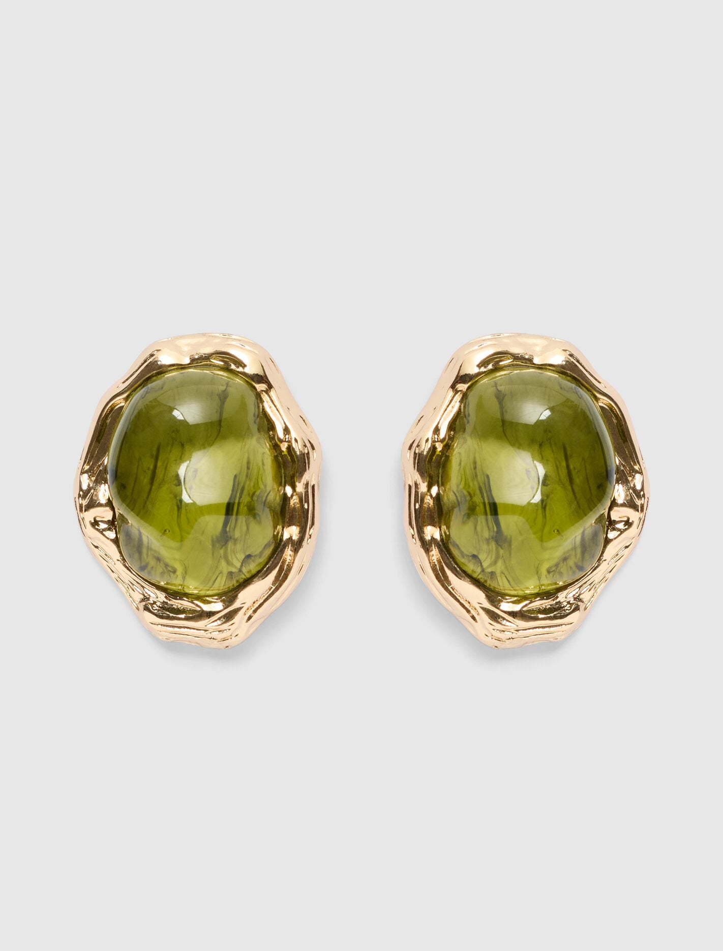 Signature Olive Stone Stud Earrings 0 Green Gold Forever New