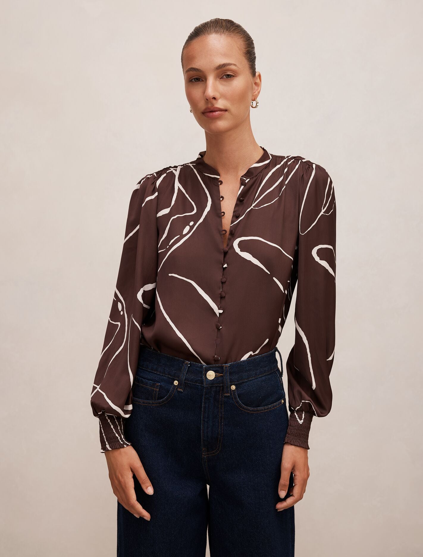 Savannah Button Up Blouse Mina Abstract | Forever New
