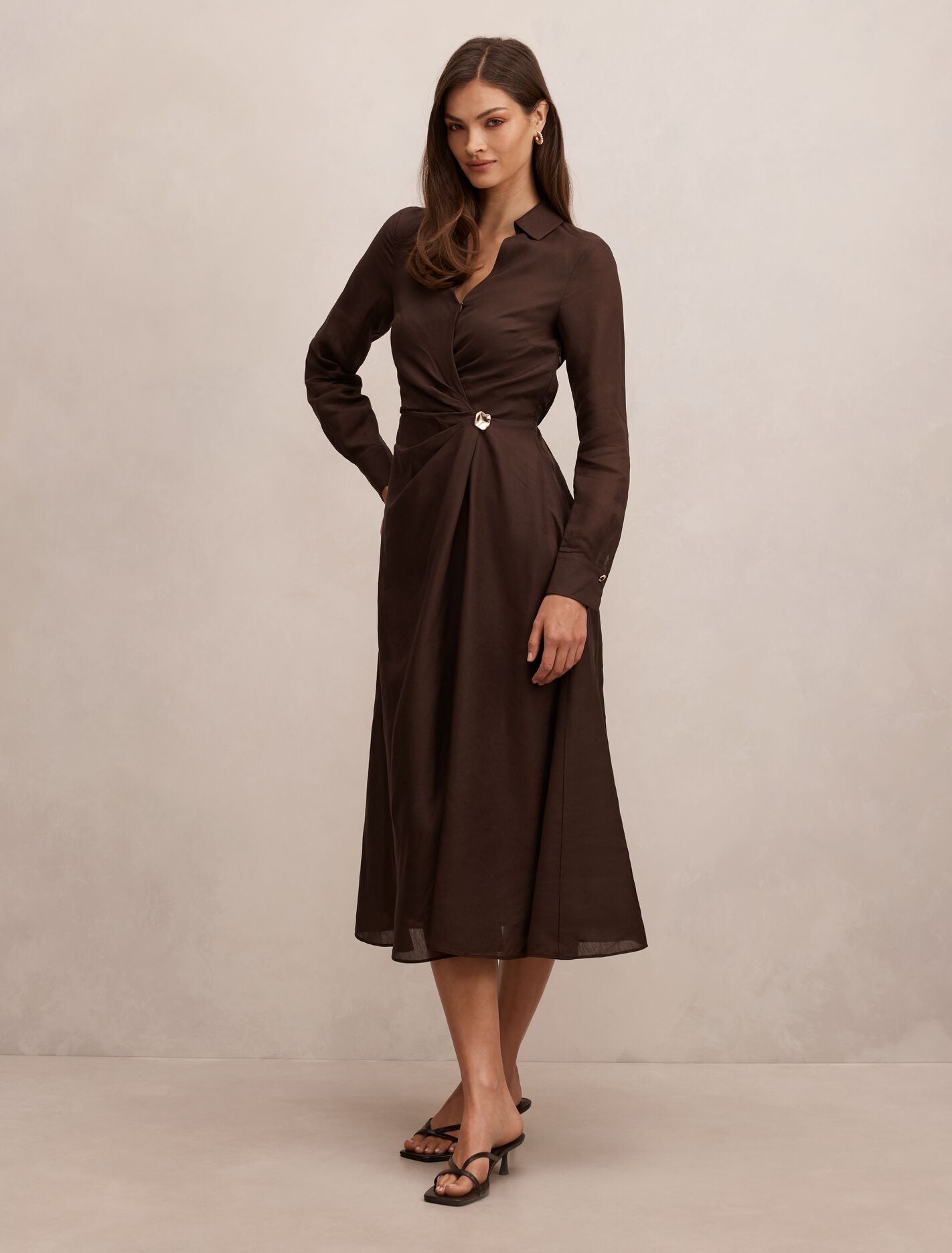 Francesca Linen Shirt Midi Dress Forever New