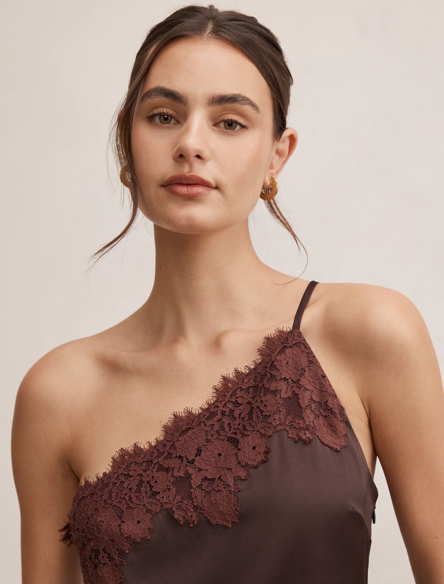 Adele One Shoulder Lace Trim Top Forever New