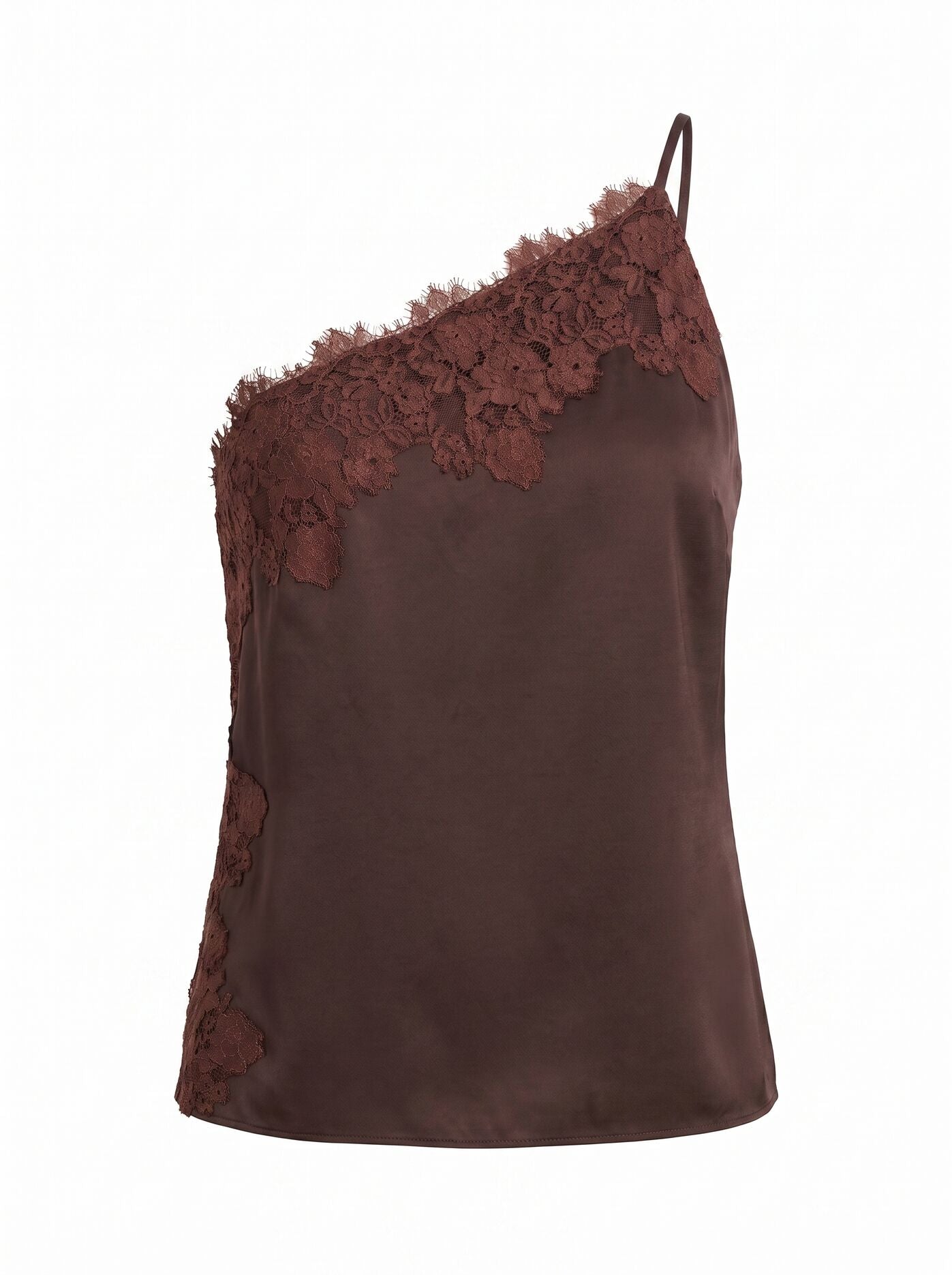 Adele One Shoulder Lace Trim Top Forever New