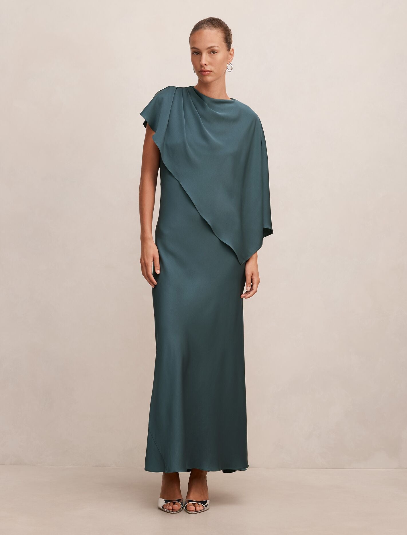 Zinnia Cape Maxi Dress Crystal Teal Forever New
