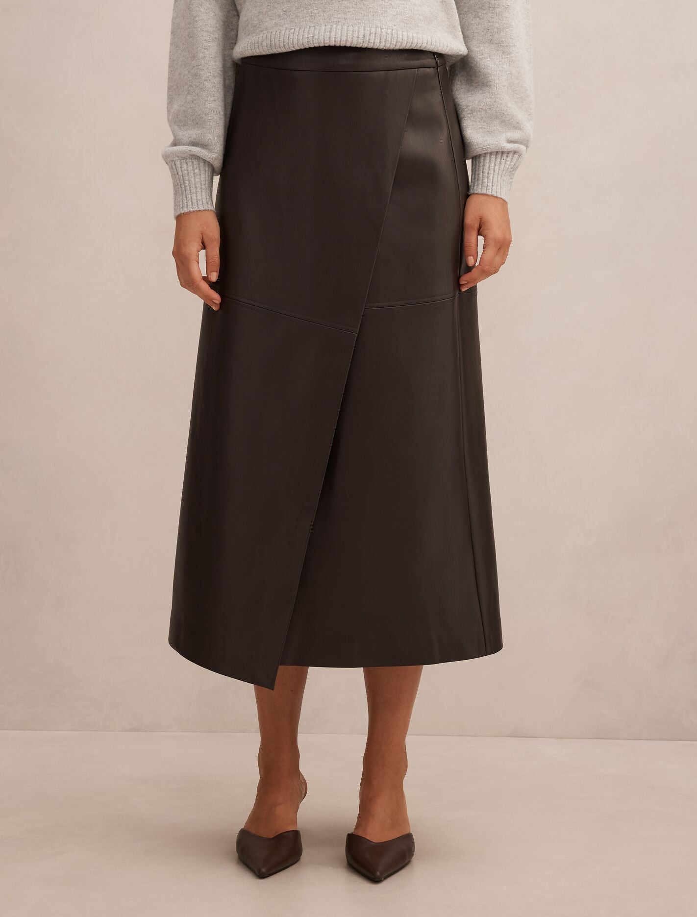 D*在様 Apolina Wila Skirt 9-11y Amelia Pu Wrap Skirt Chocolate | Forever New