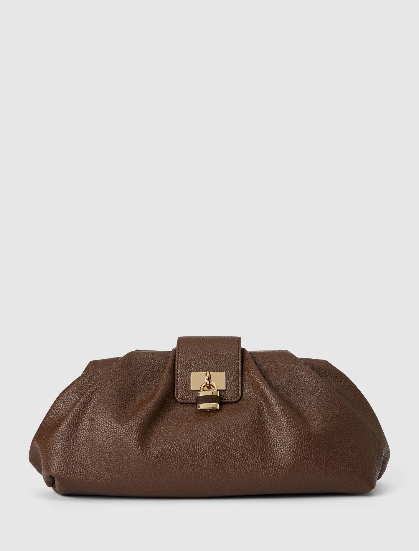 Portia Padlock Soft Clutch 0 Chocolate Forever New