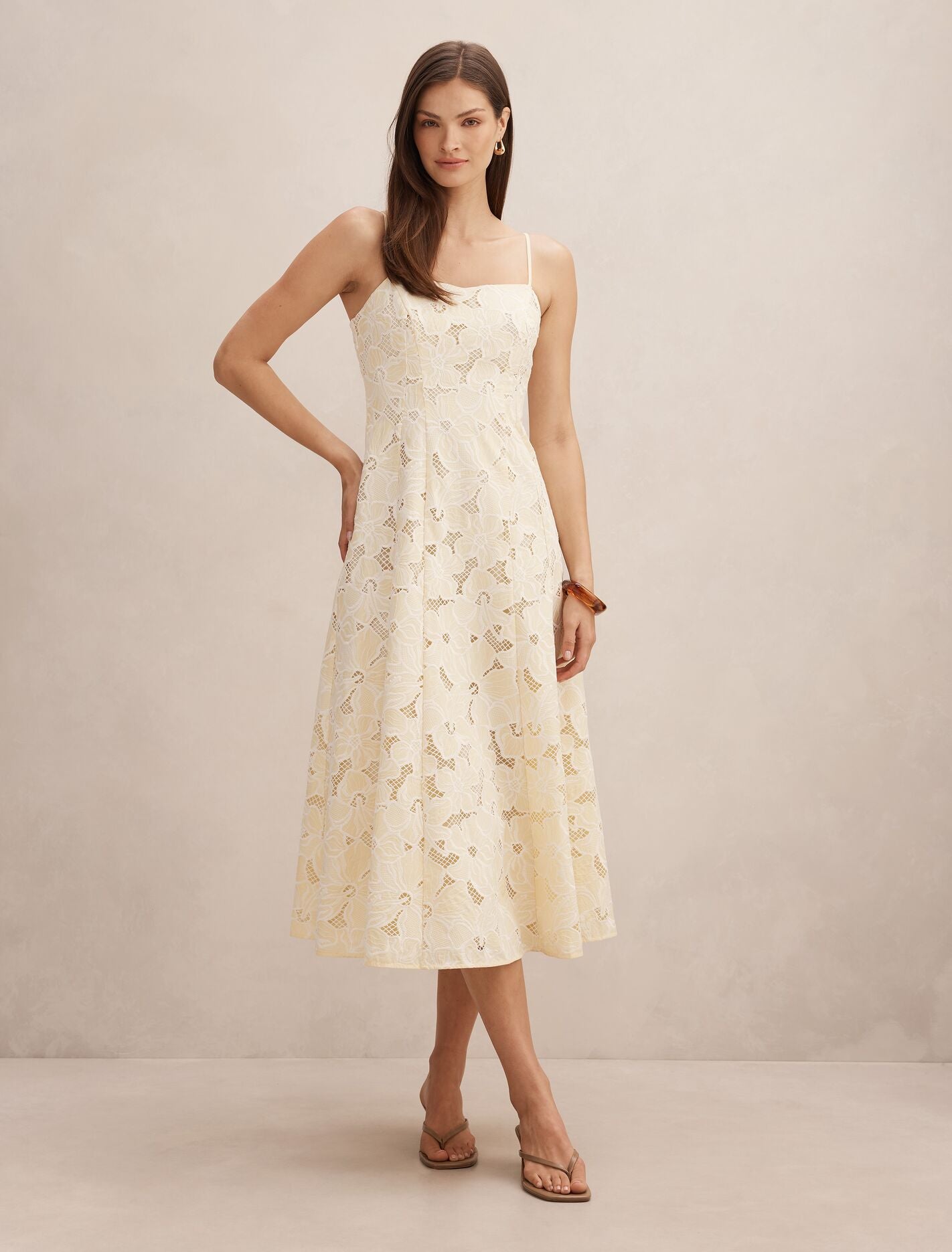 Millie Embroidered Midi Dress Spring Yellow Forever New
