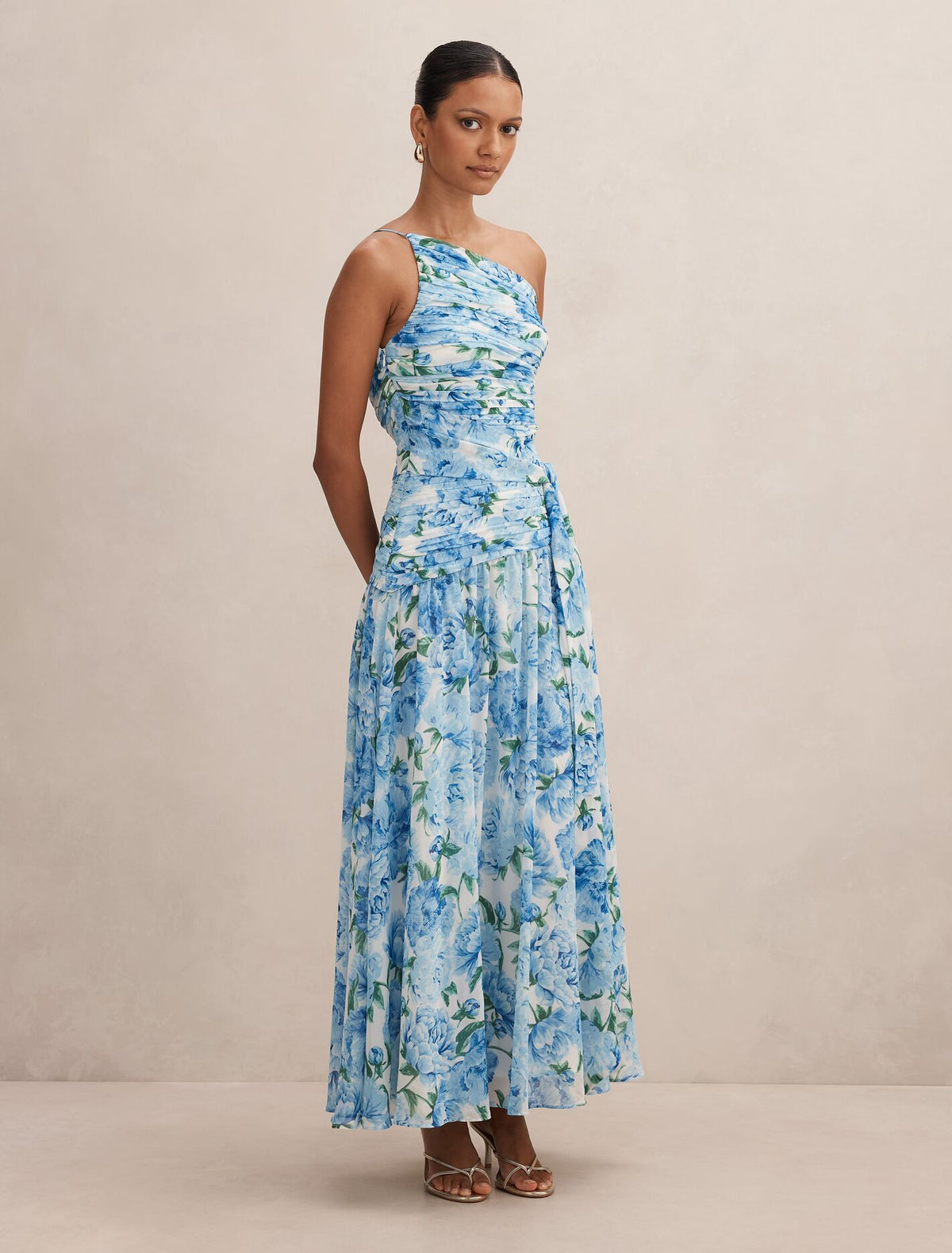 Connie Petite Ruched Asym Maxi Dress Forever New