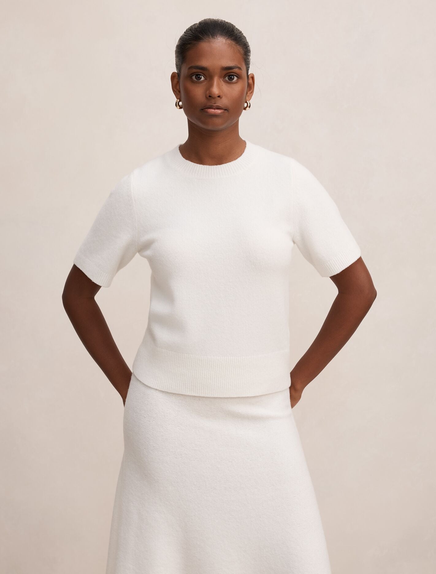 Elliotte Petite Knitted T-Shirt Winter White | Forever New