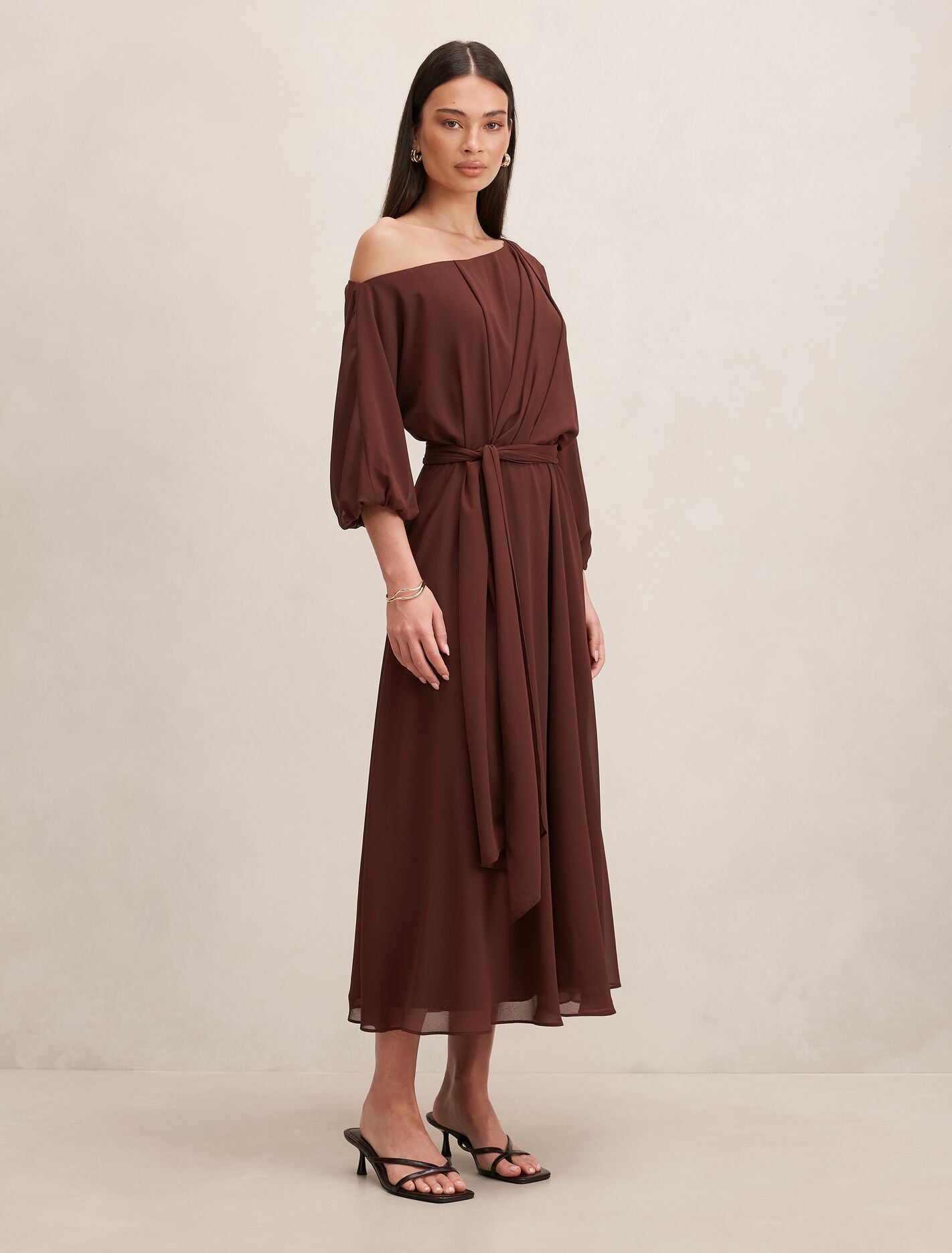 Samantha Tipped Draped Midi Dress Forever New