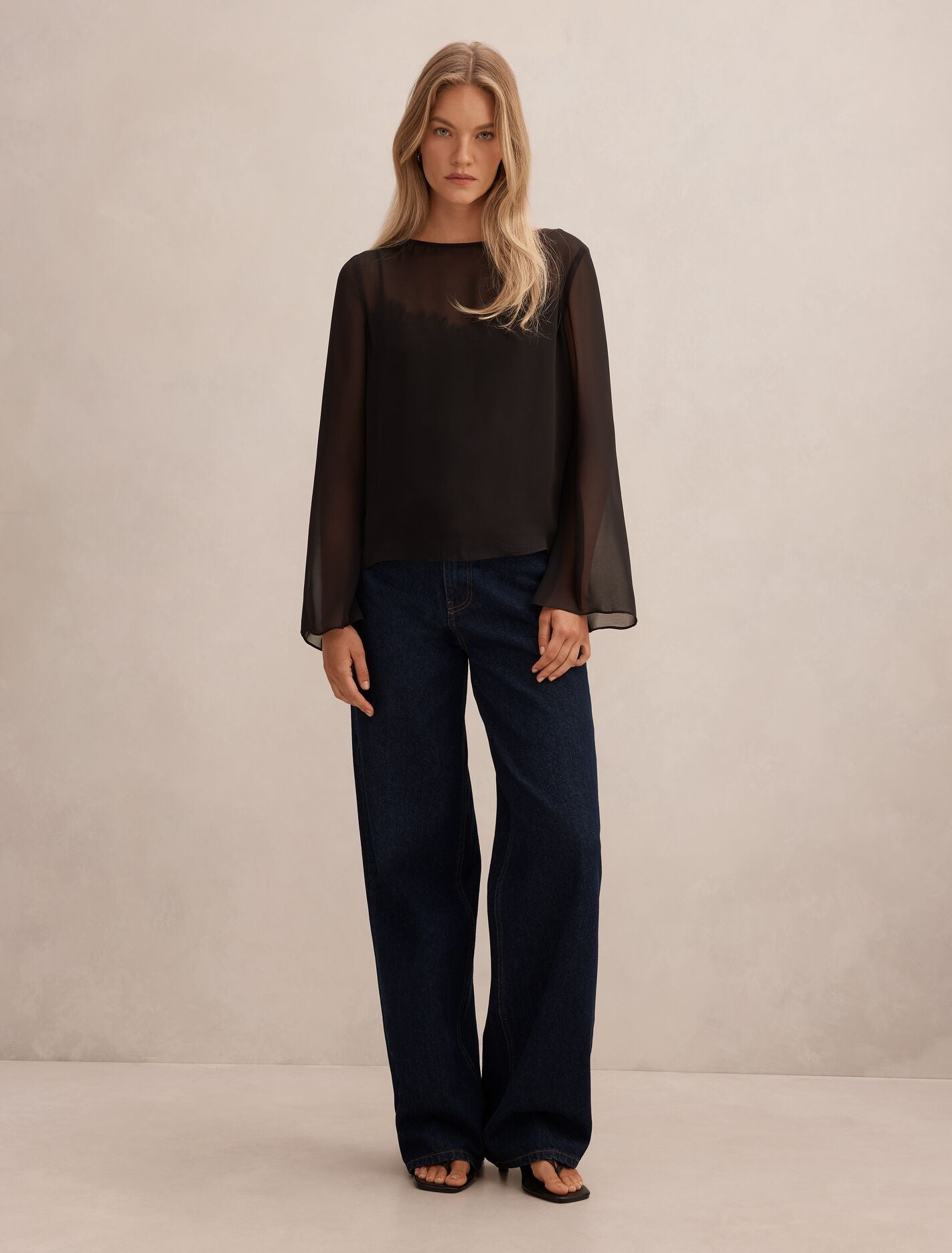 Lottie Sheer Long Sleeve Top Forever New