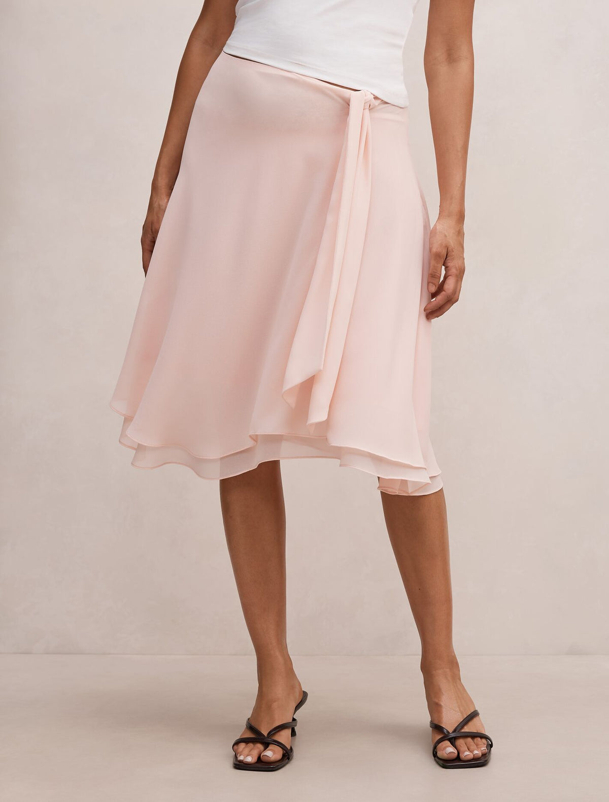 Rae Tie Midi Skirt Rosewater Pink Forever New