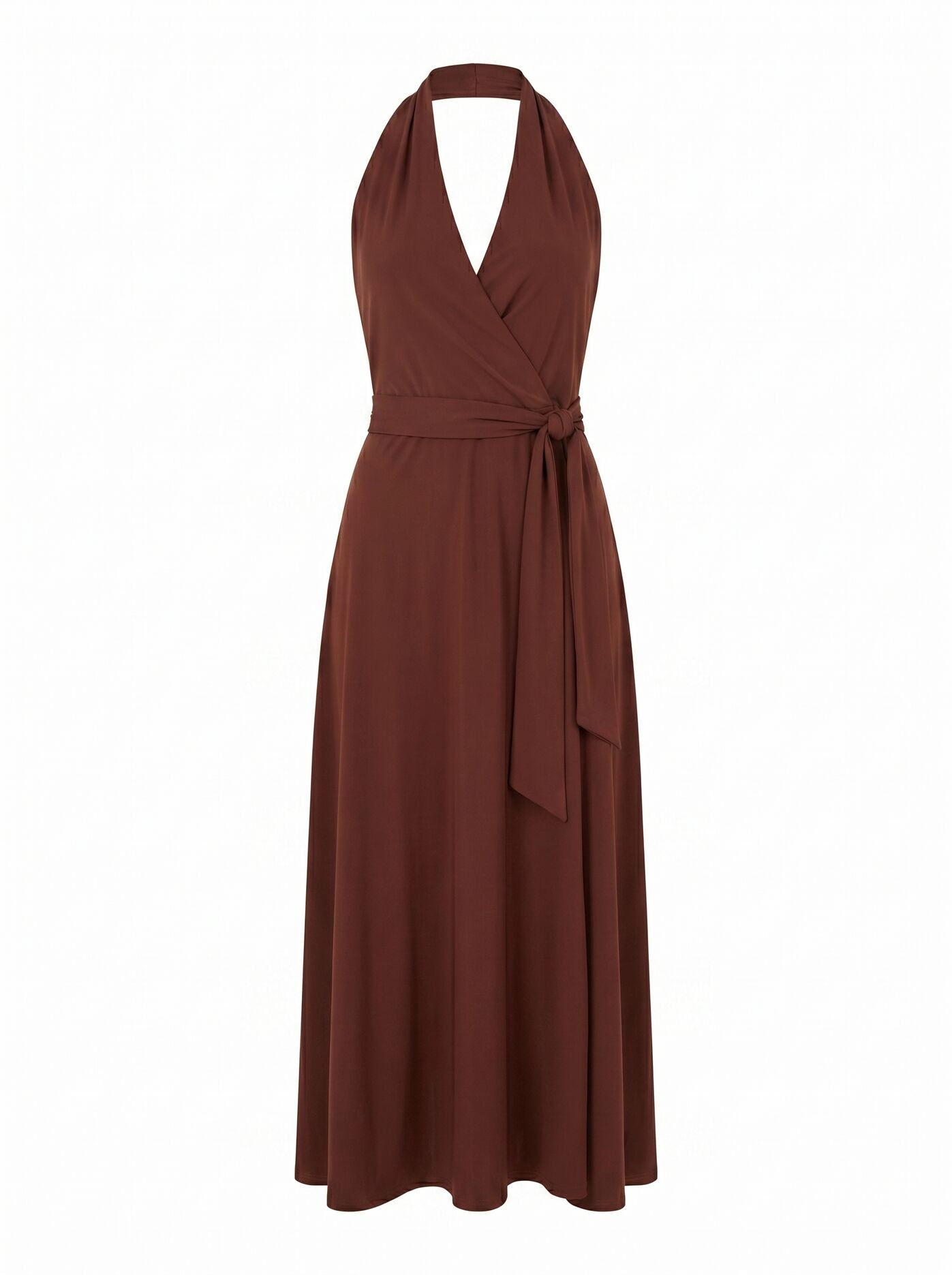Aaliyah Wrap Halter Midi Dress