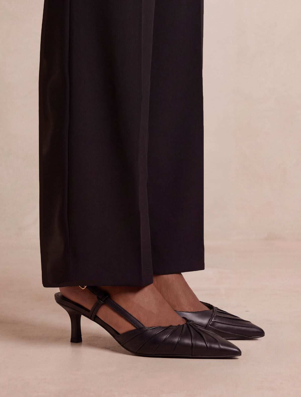 Petra Pleat Detail Heel Court Shoe Forever New