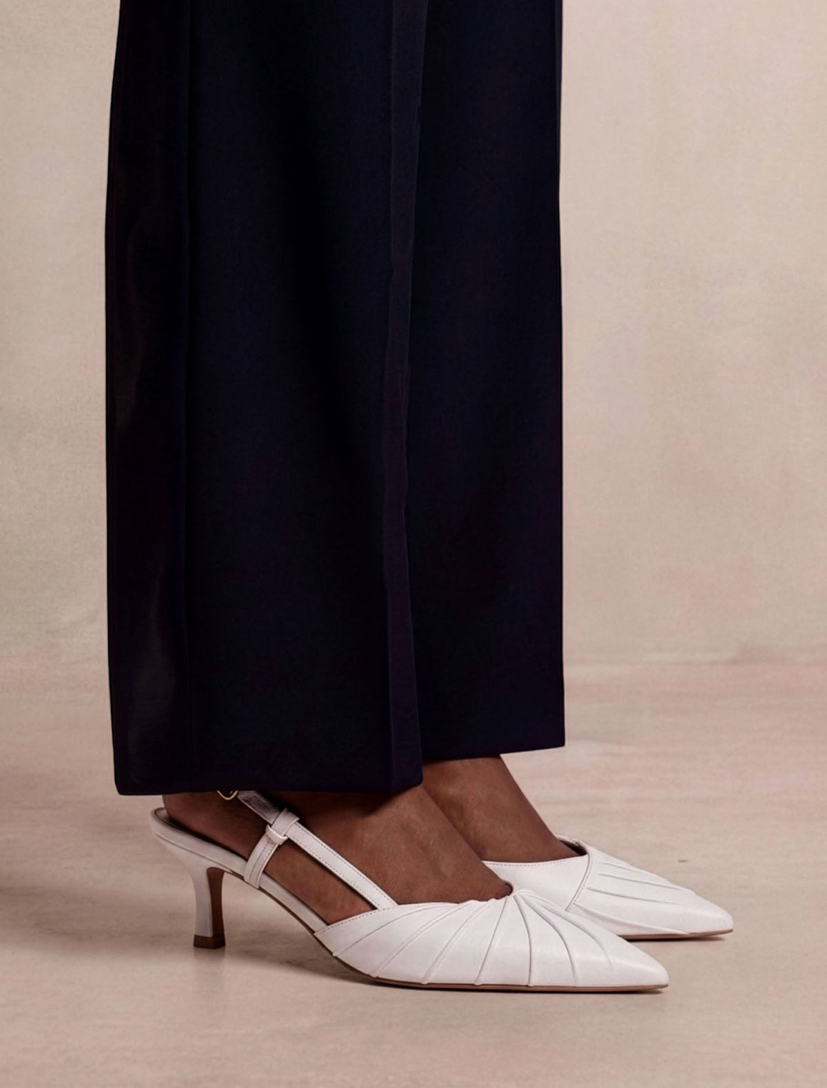 Petra Pleat Detail Heel Court Shoe Forever New