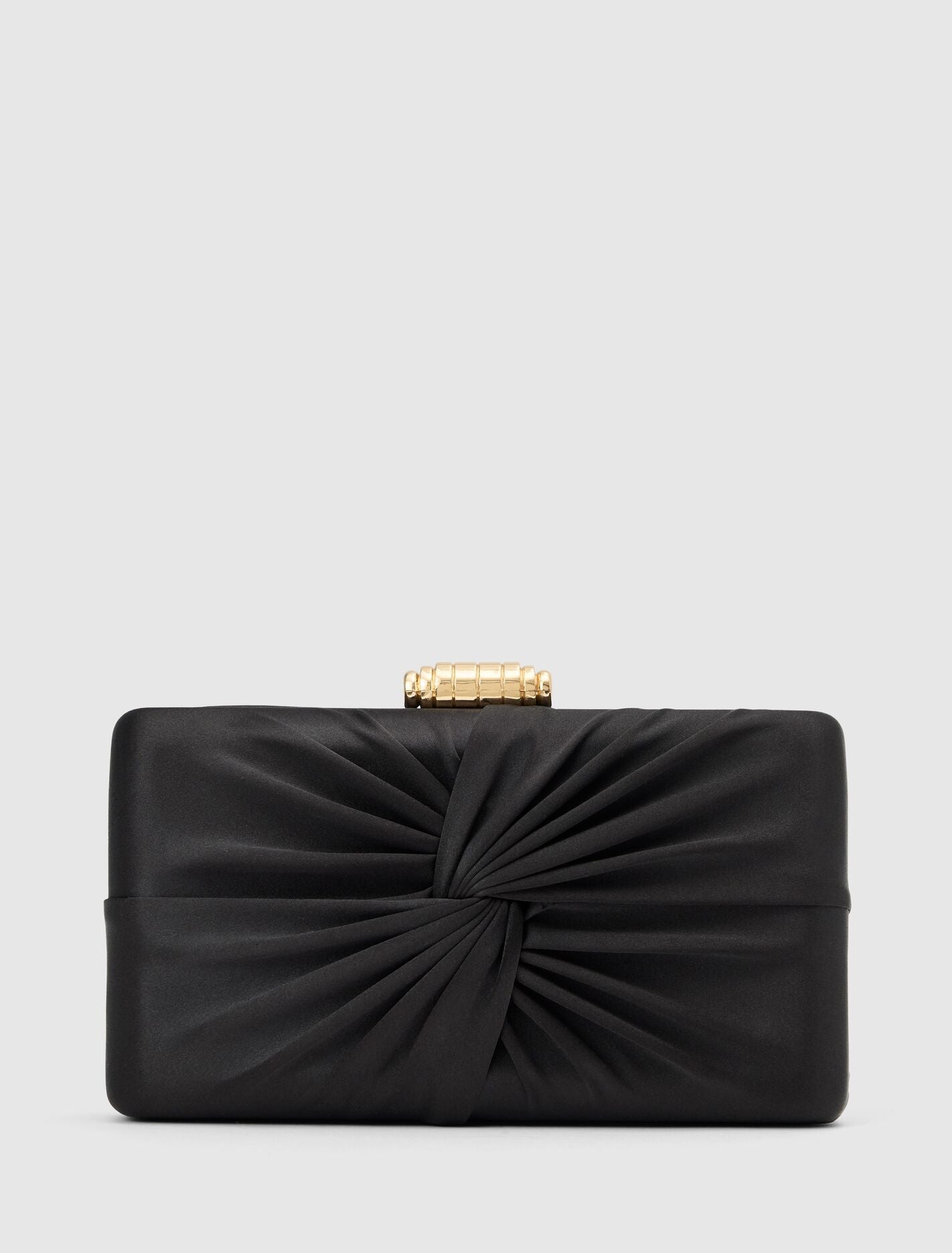 Tate Twist Satin Hardcase Clutch 0 Black Forever New