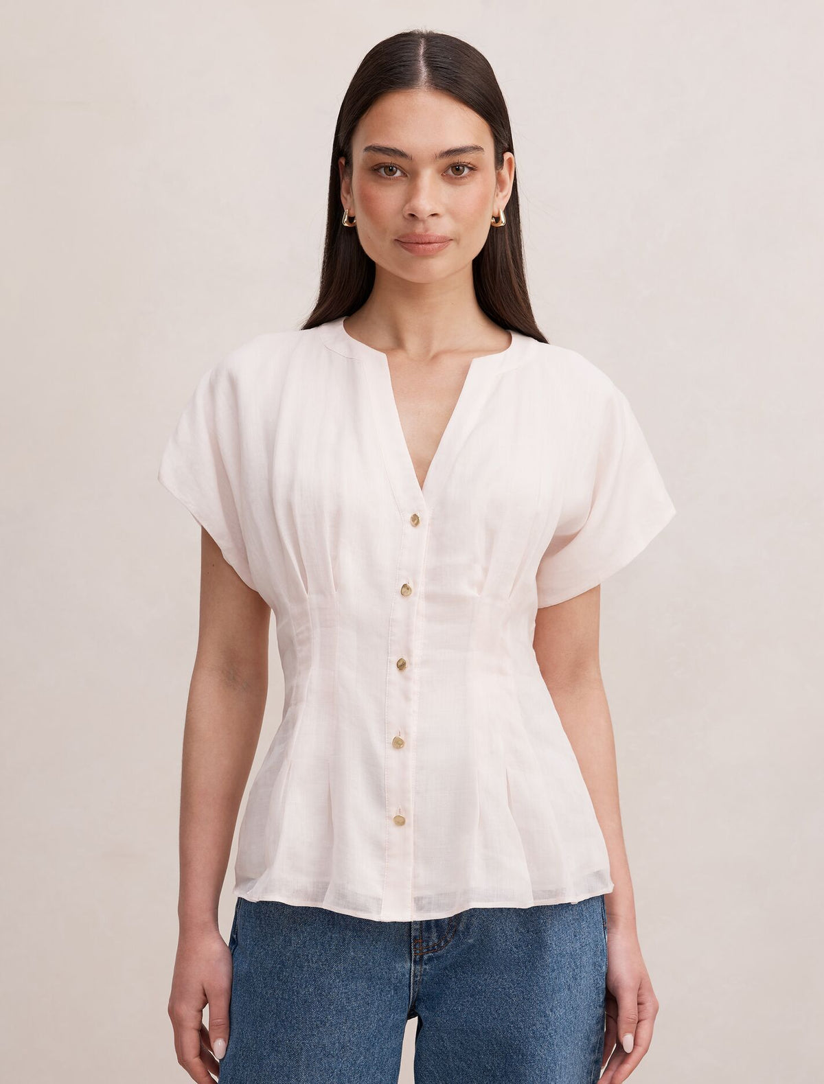 Jemma V Neck Blouse Rosewater Pink Forever New