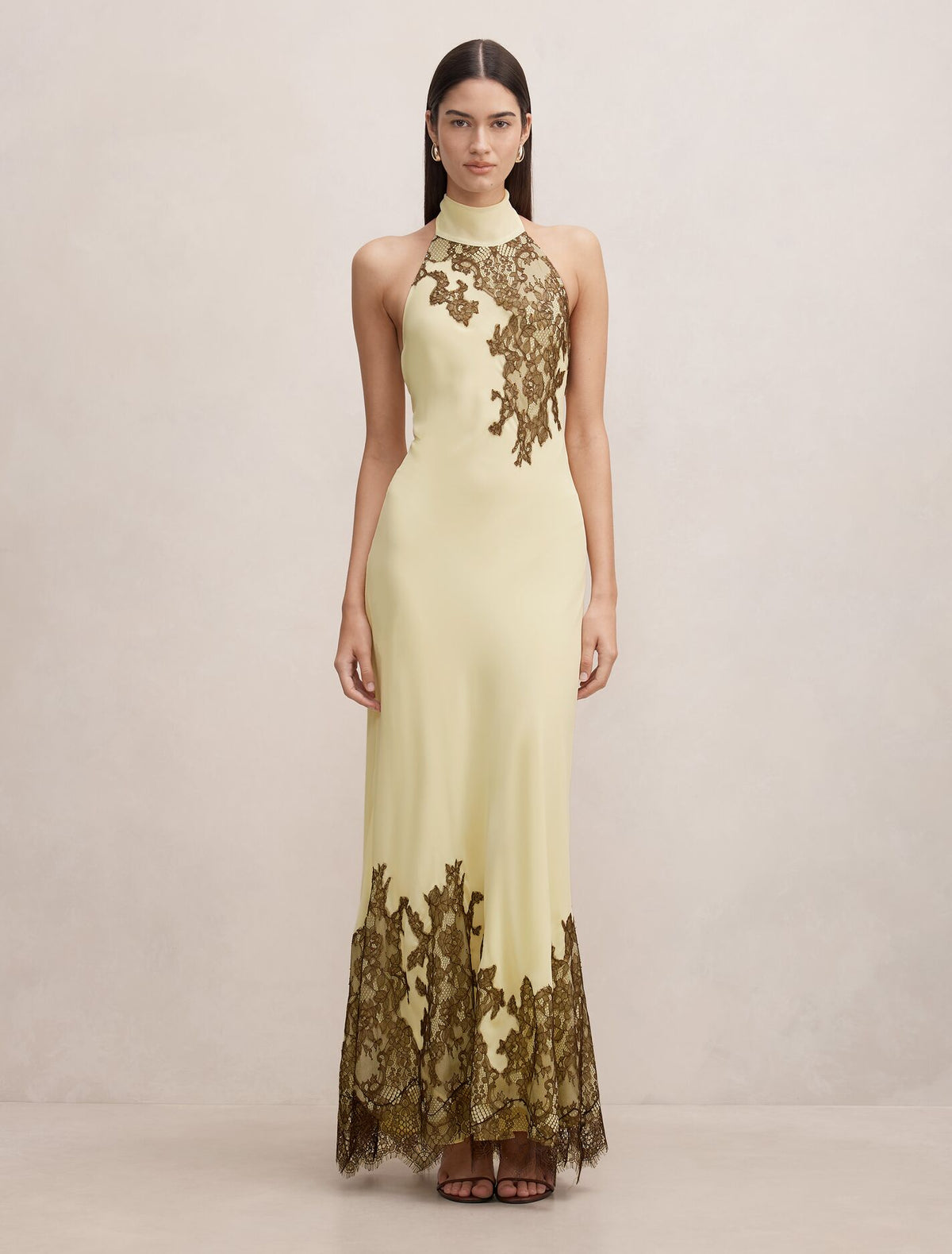 Aurelia Lace Trim Maxi Dress Yellow Chocolate Forever New