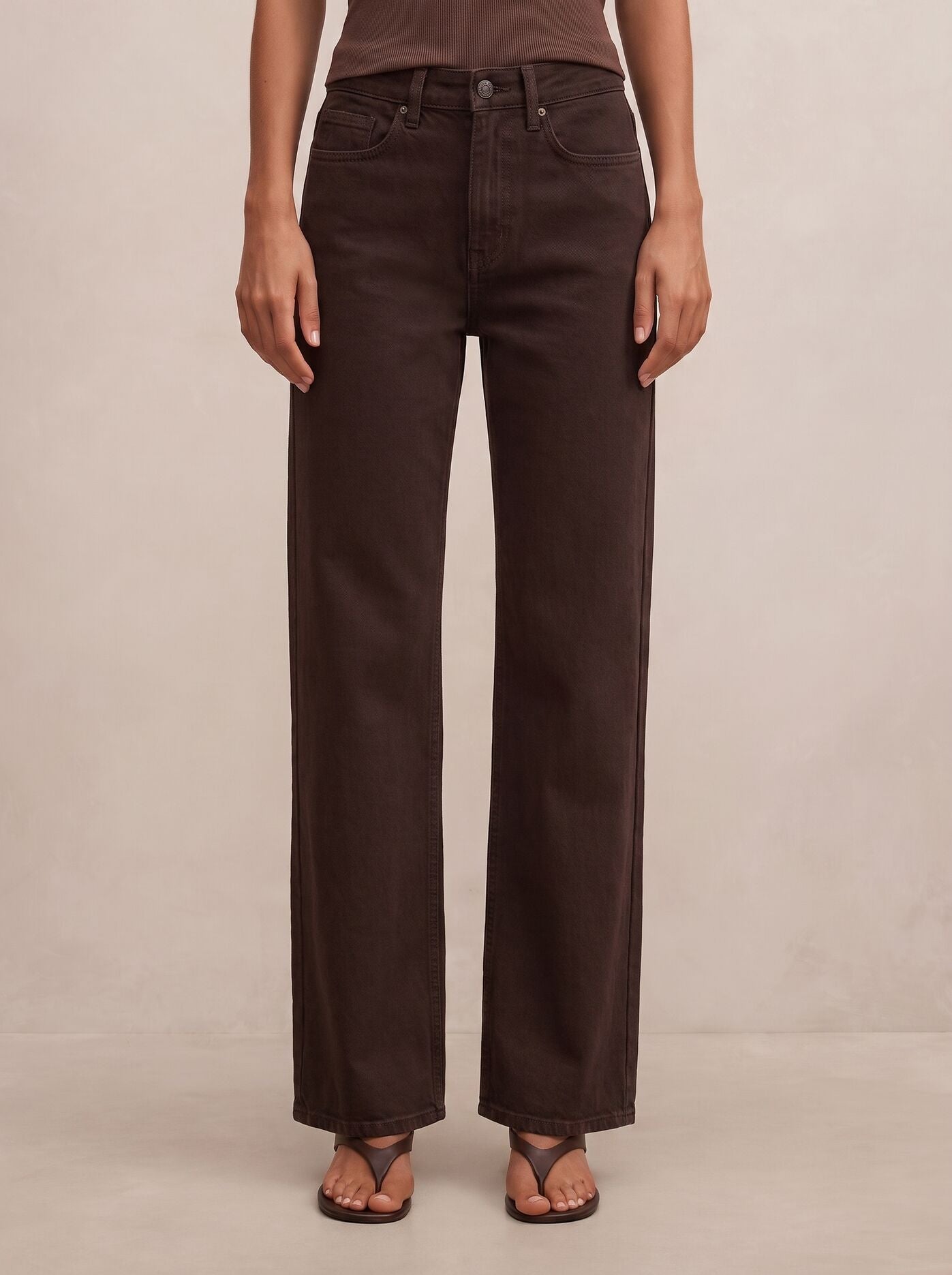 Nicki Mid-Rise Straight Jeans Chocolate Forever New