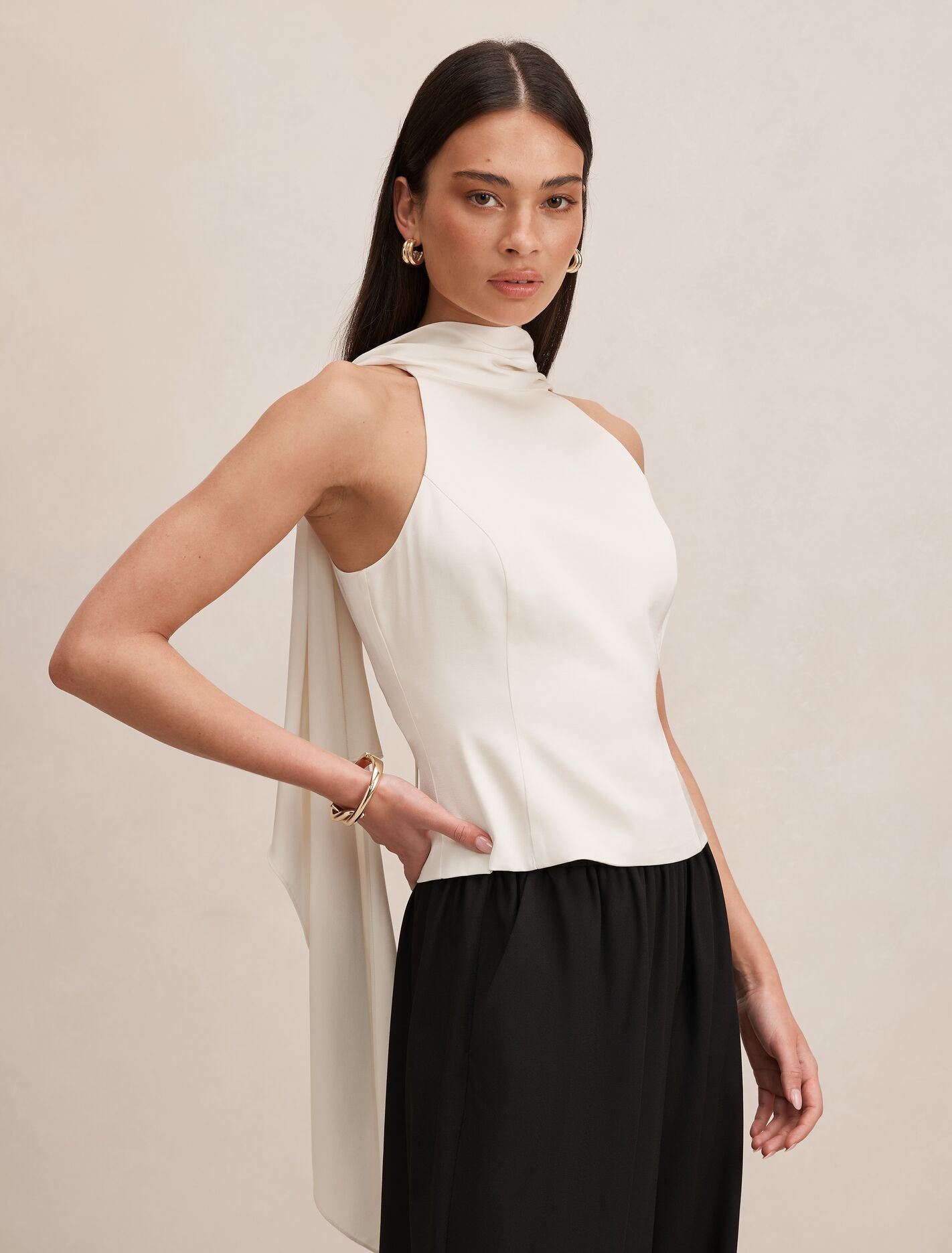 Millie High Neck Cape Top