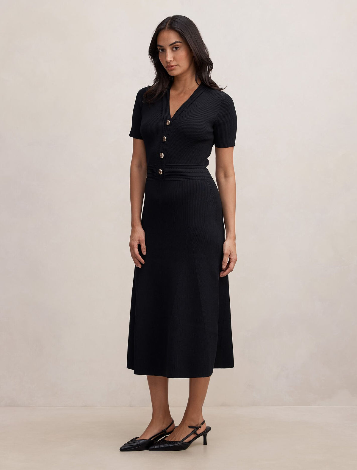 Niki V-Neck Stitch Knit Dress Forever New