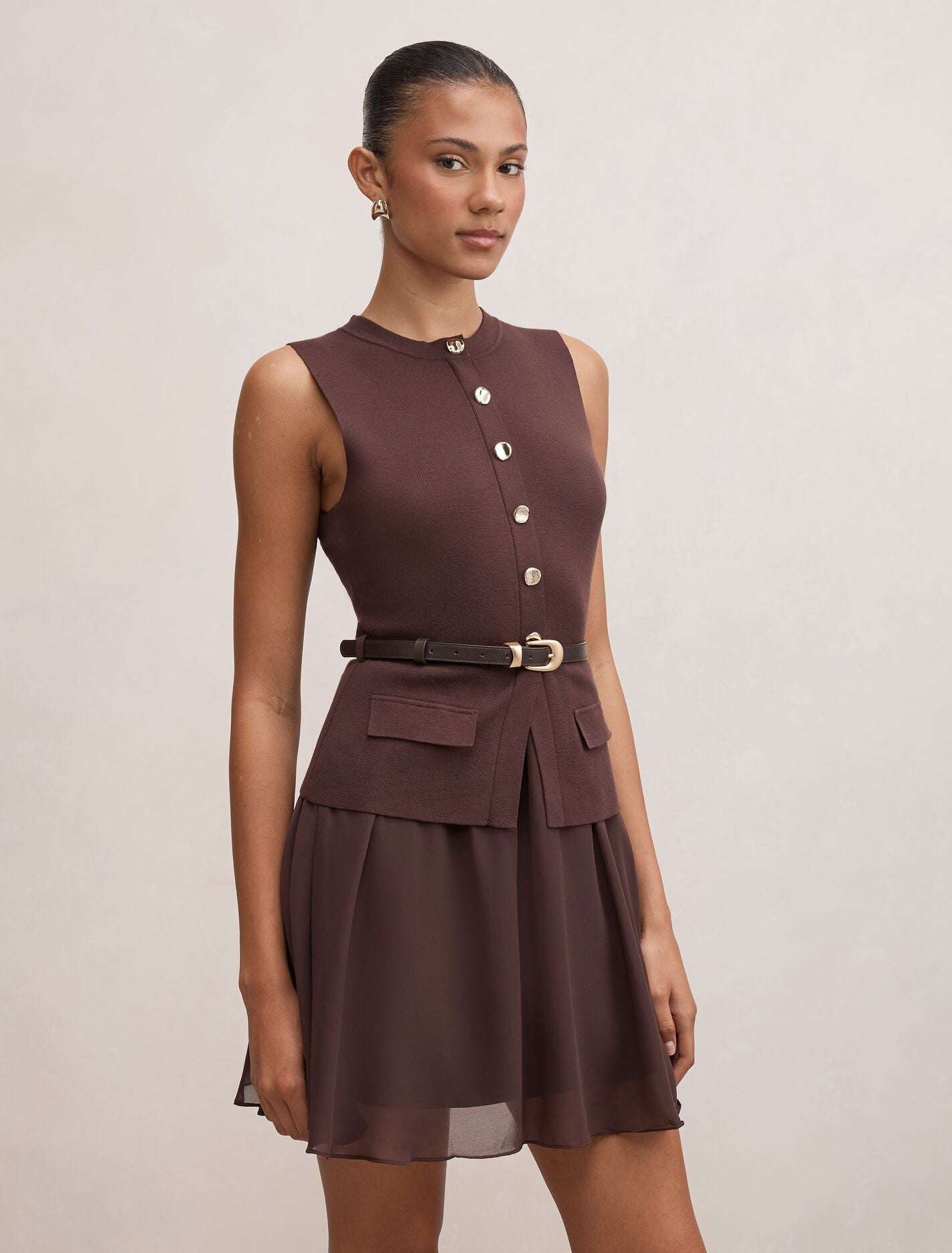 Belle Woven Mix Mini Dress Forever New