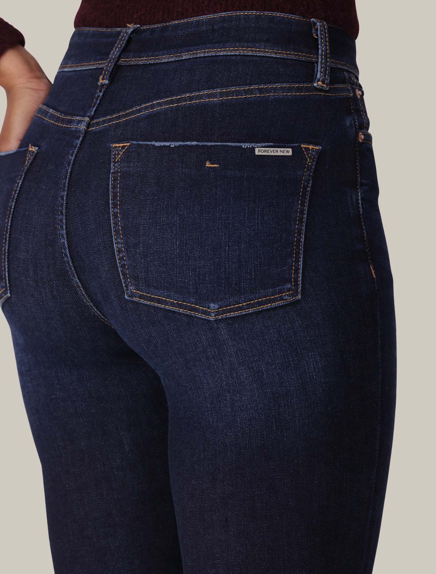 Nala Mid-Rise Dark Ripped Skinny Jeans Forever New