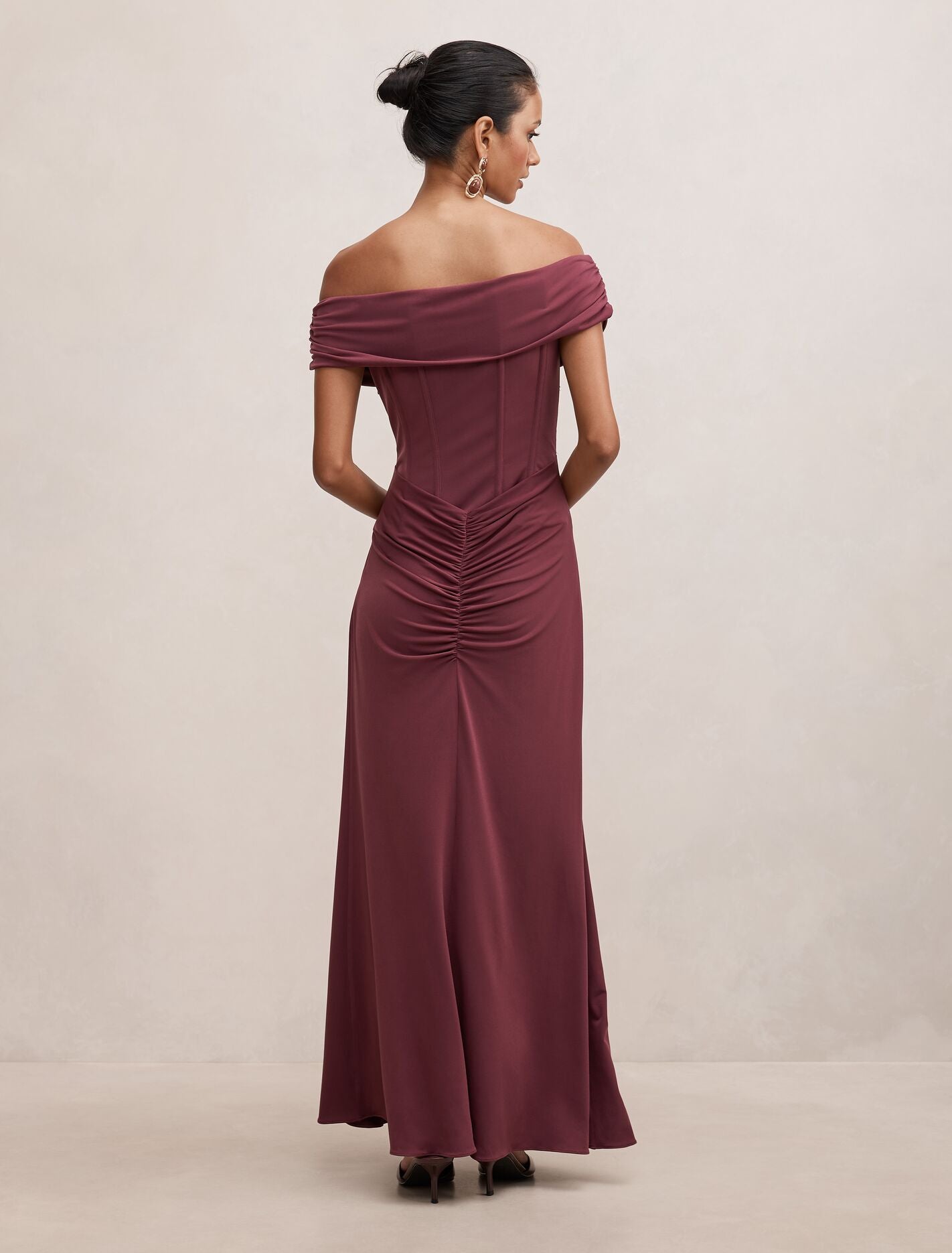 Ania Petite Ruched Bardot Maxi Dress Forever New