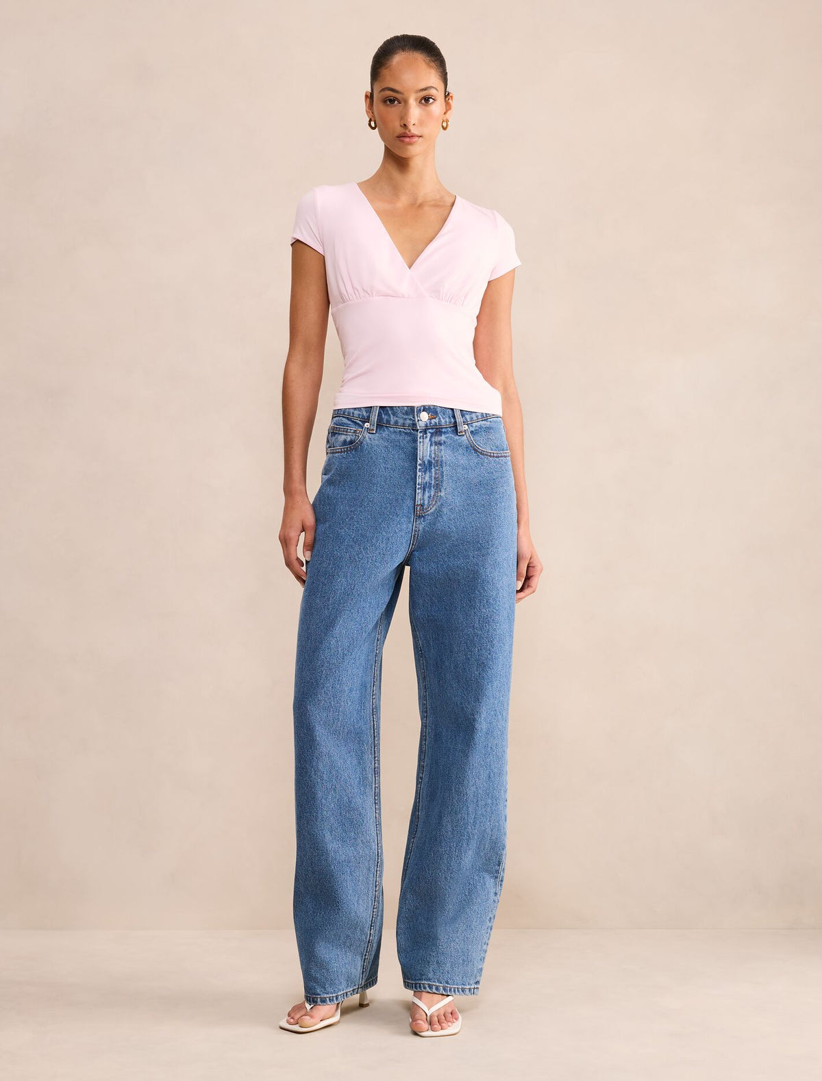 Harri Short Sleeve V-Neck Top Forever New
