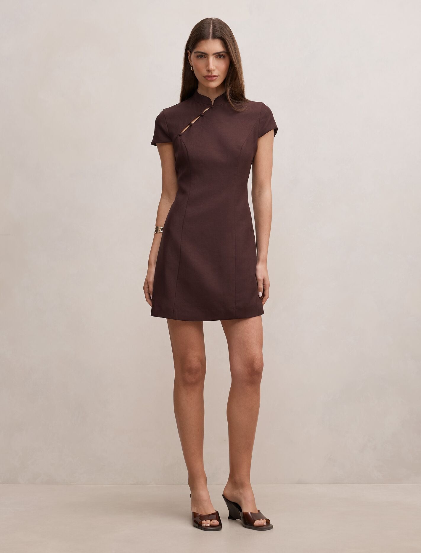 Jessie Asym Button Collar Mini Dress Forever New