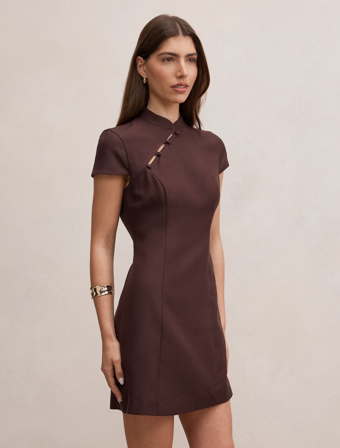 Jessie Asym Button Collar Mini Dress Forever New