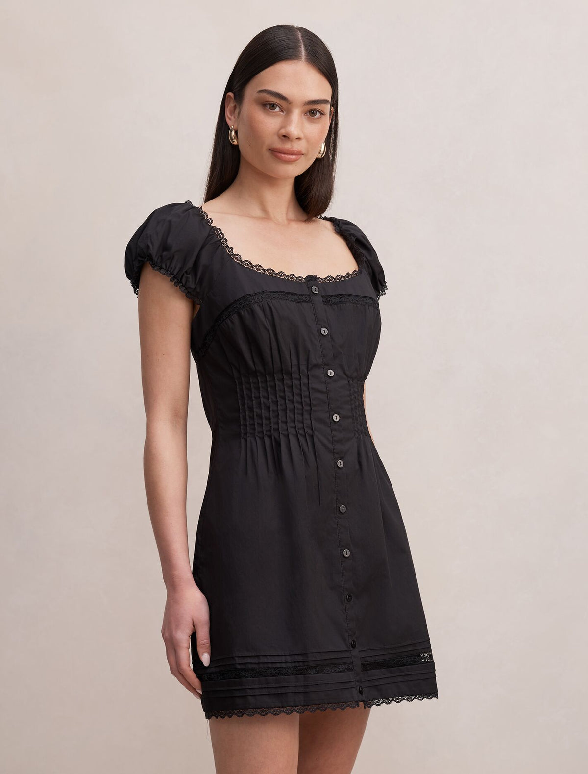 Joey Pintuck Cotton Mini Dress Forever New