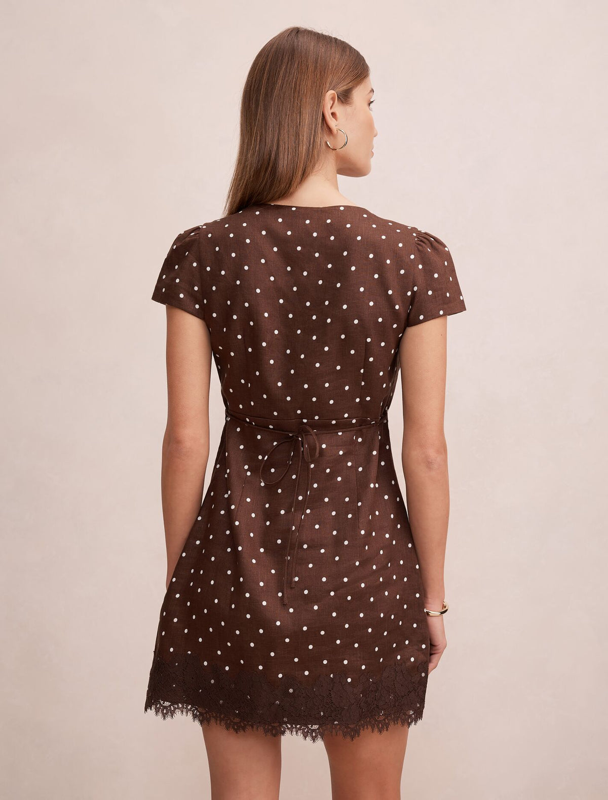 Lexi Lace Trim Linen Mini Dress Forever New