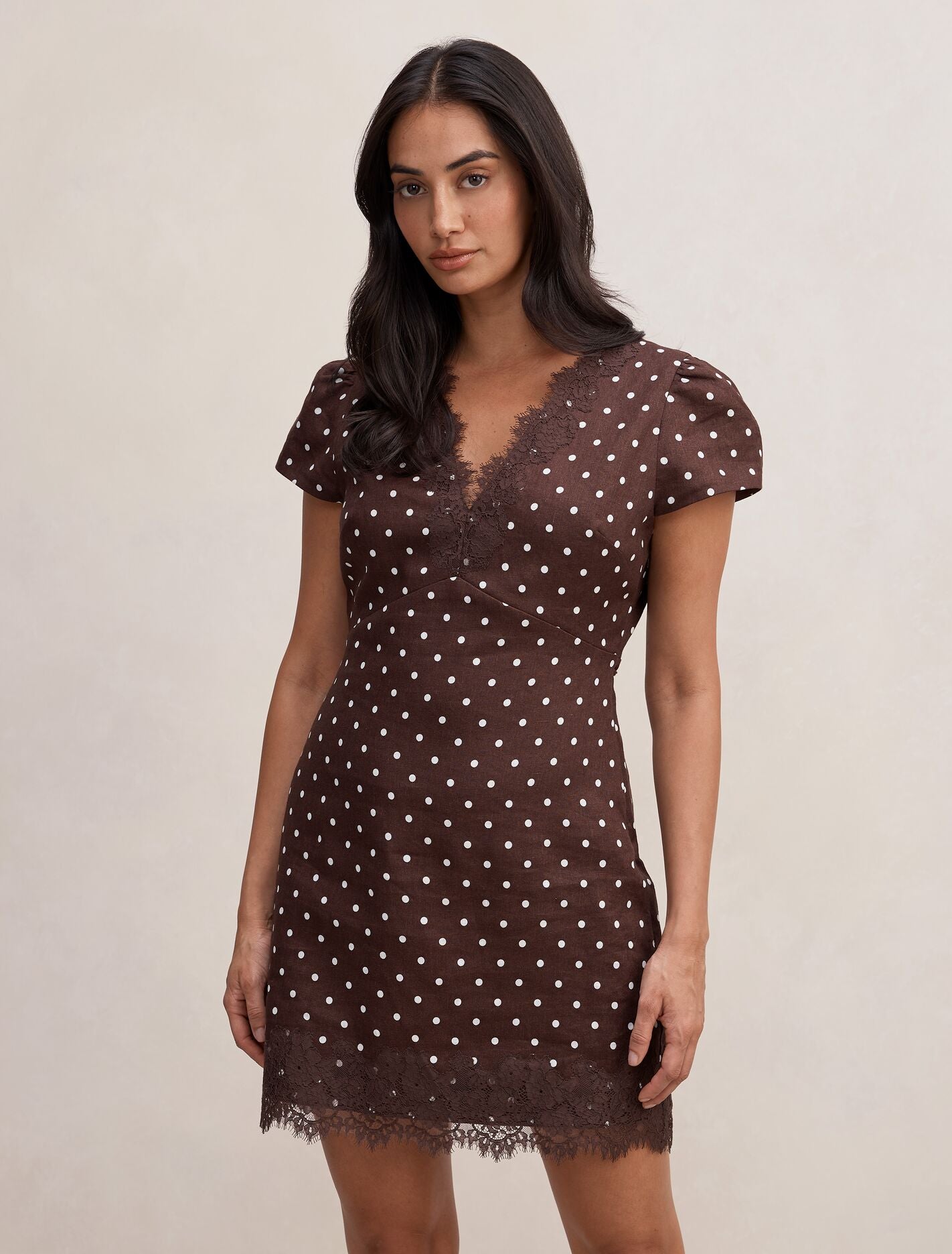 Lexi Lace Trim Linen Mini Dress Findon Spot Forever New
