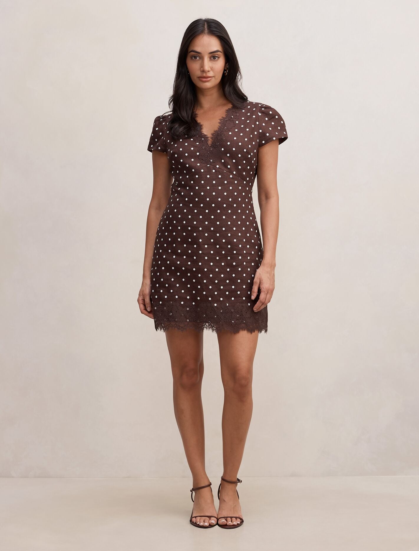 Lexi Lace Trim Linen Mini Dress Forever New