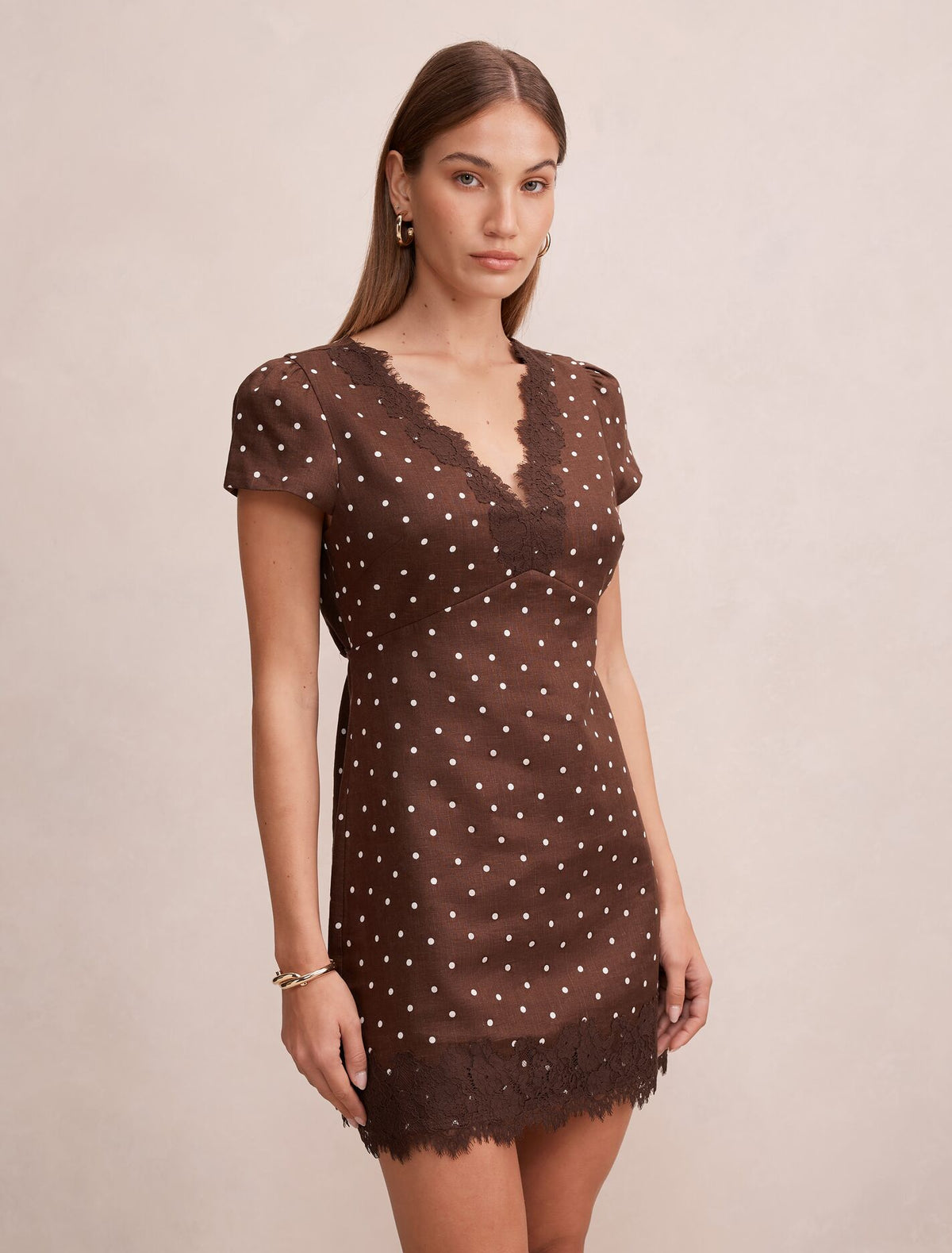 Lexi Lace Trim Linen Mini Dress Forever New
