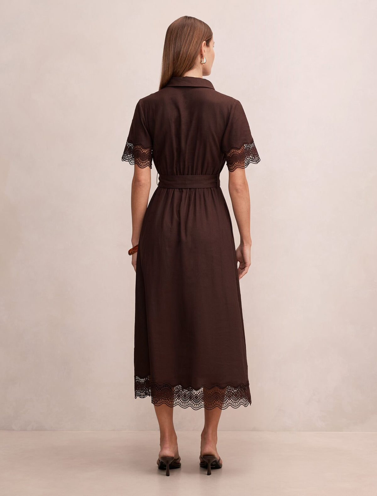 Eliana Lace Trim Linen Midi Dress Forever New