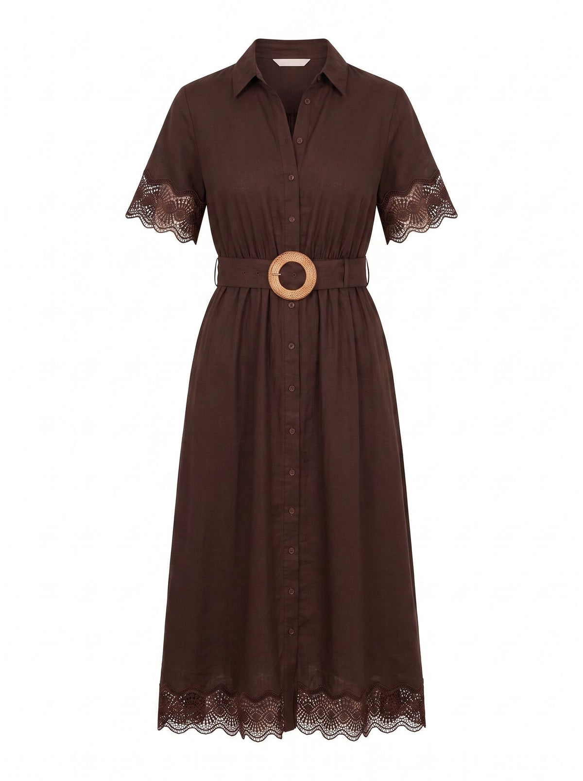 Eliana Lace Trim Linen Midi Dress Forever New