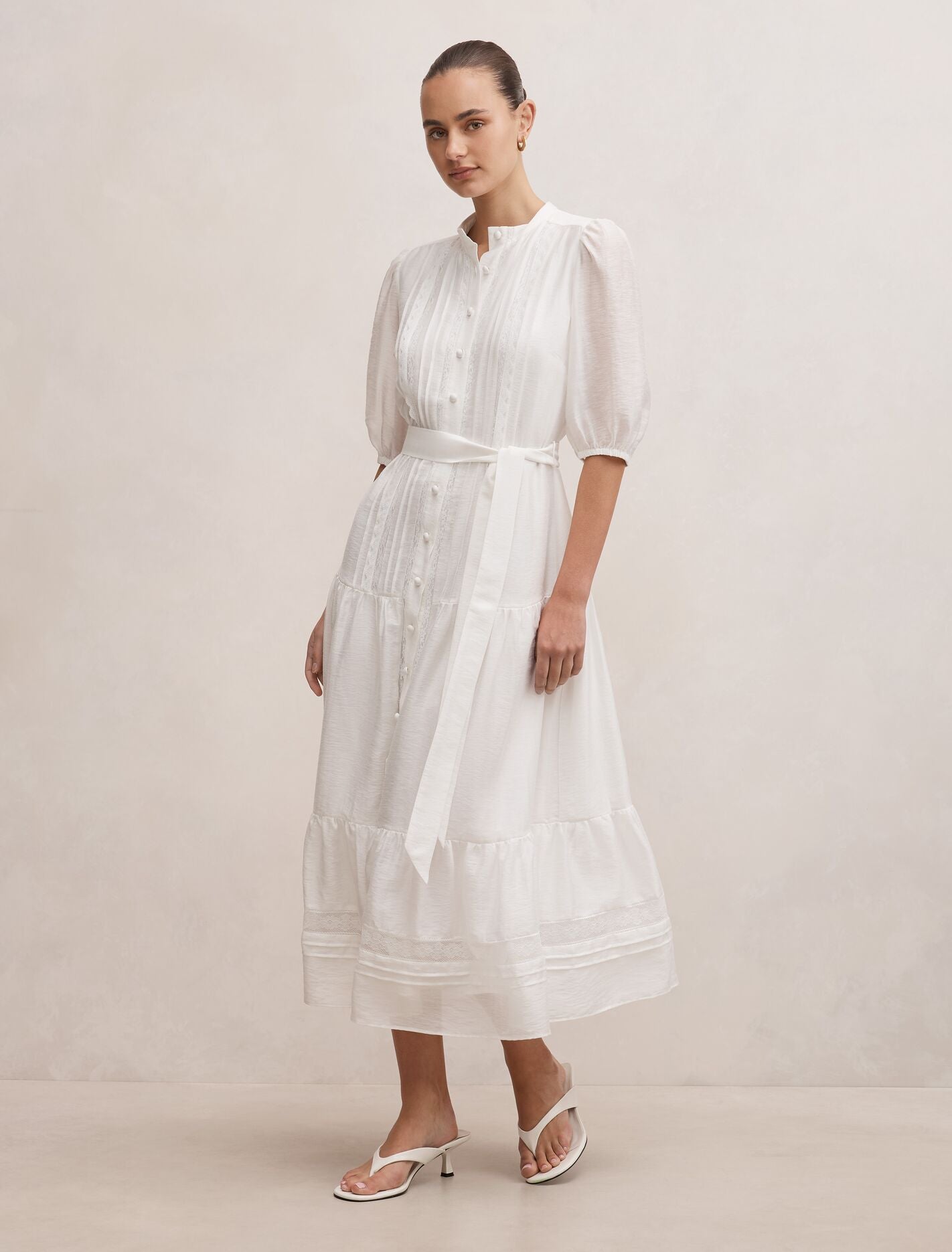 Rachel Short Sleeve Trim Midi Dress Forever New