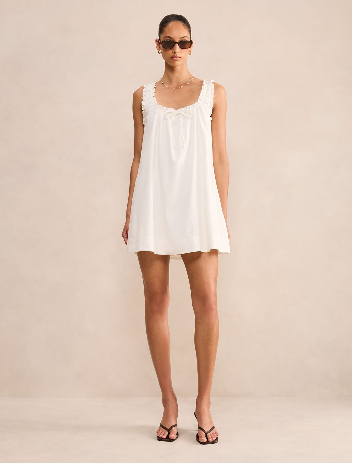 Vivi Smock Linen Mini Dress Forever New