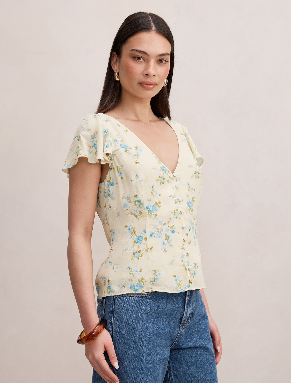Daphne Flutter Sleeve Blouse Forever New
