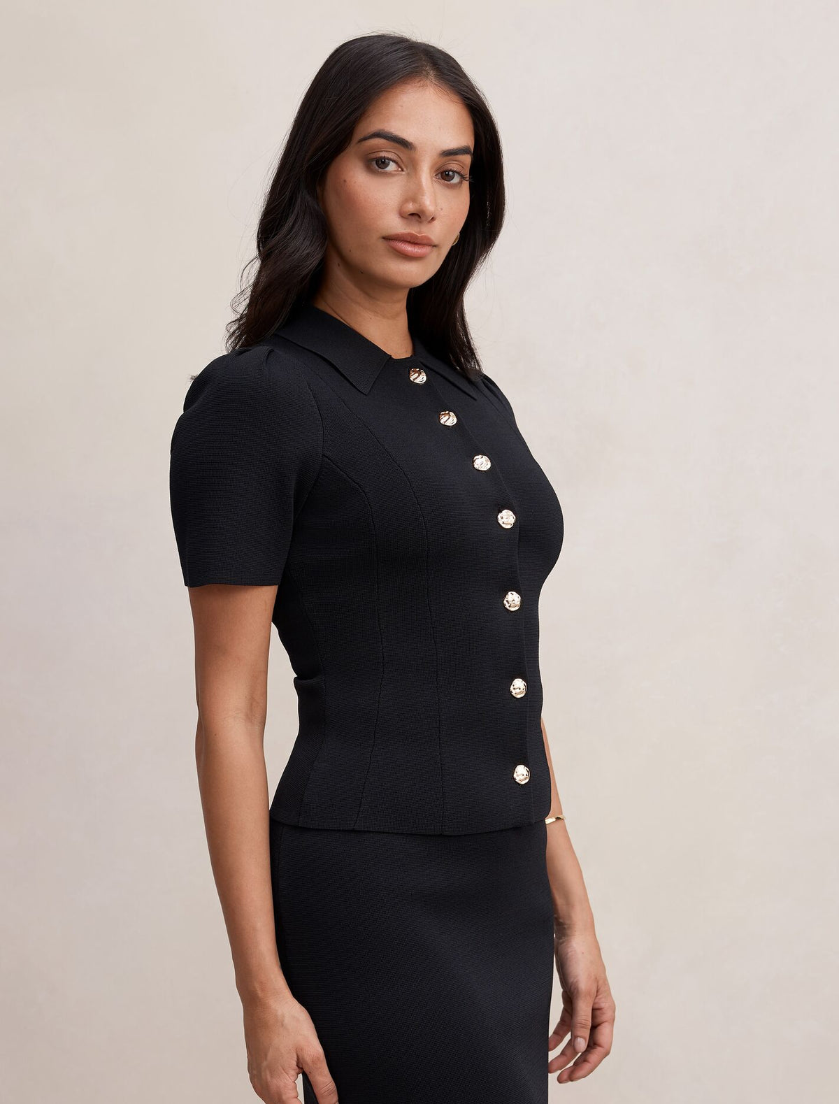 Esther Button Detail Knit Top Forever New