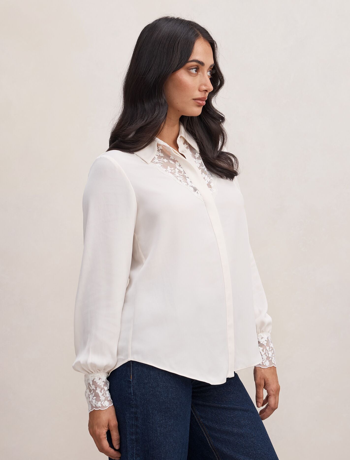 Hannah Lace Trim Shirt Forever New