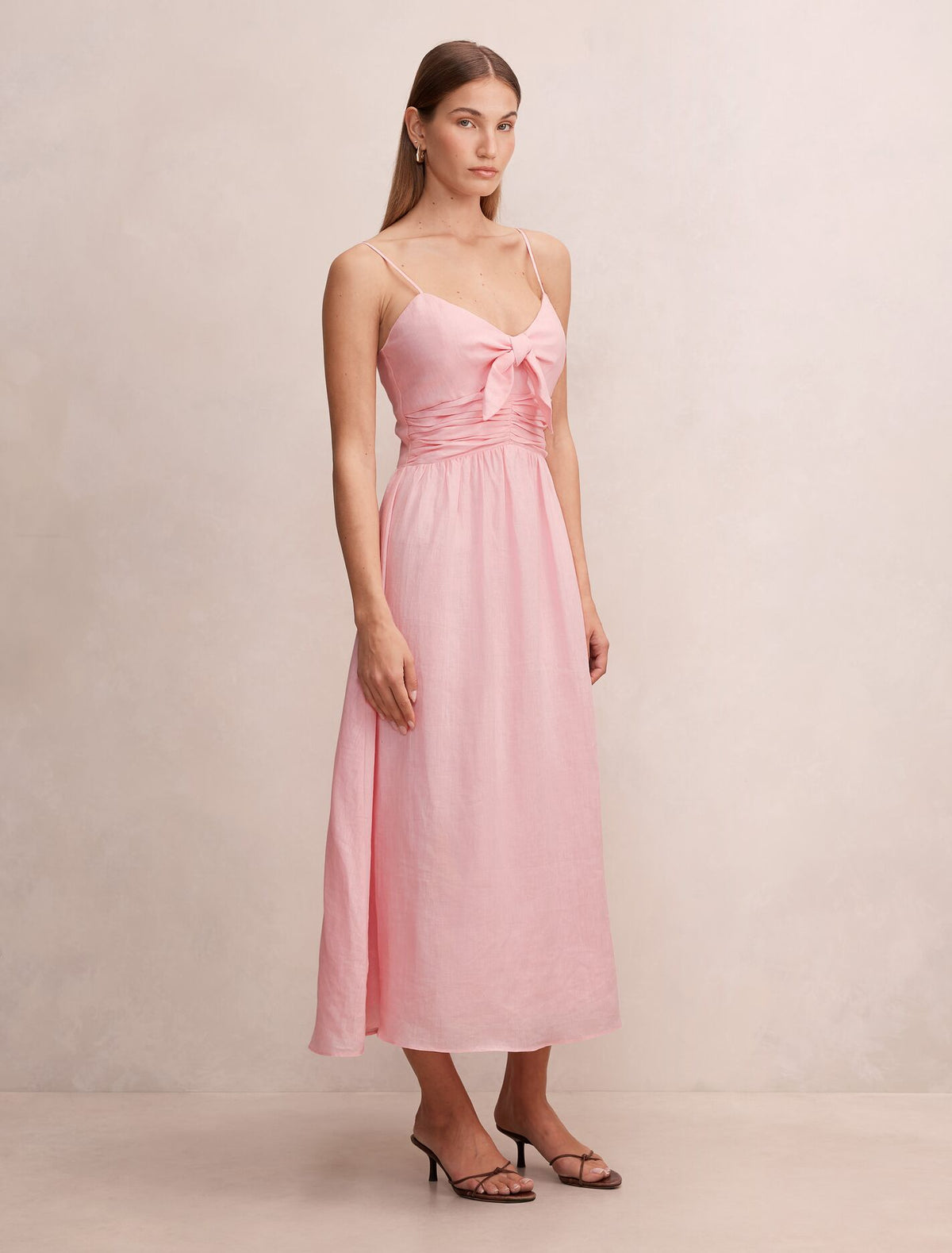 Isabella Tie Front Linen Midi Dress Forever New