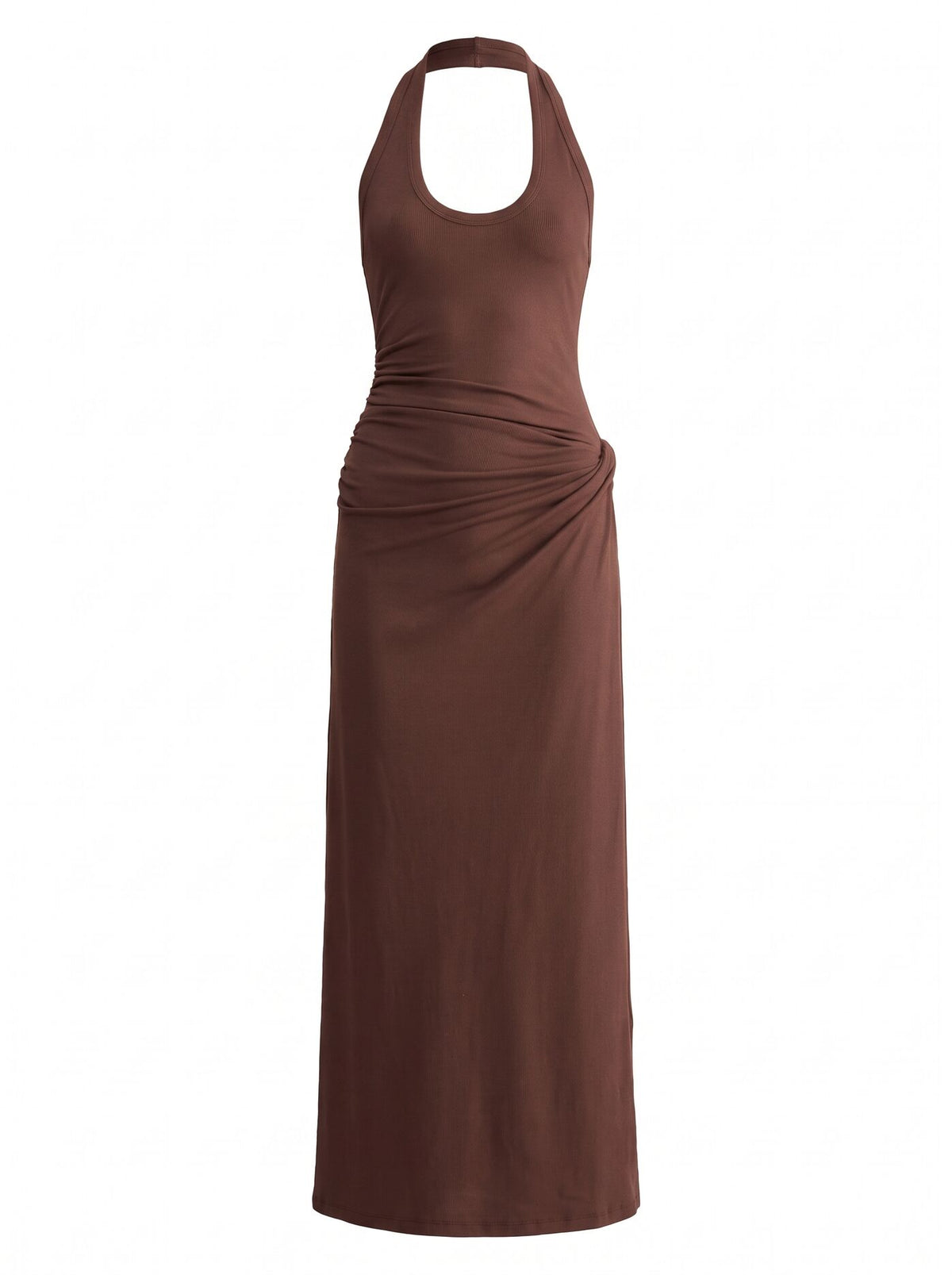 Noa Halter Draped Ribbed Midi Dress Forever New