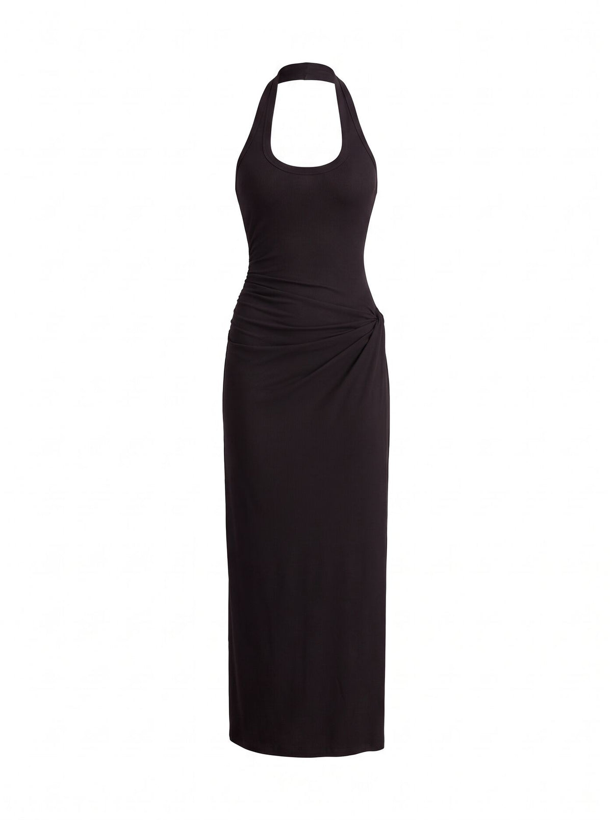 Noa Halter Draped Ribbed Midi Dress Forever New
