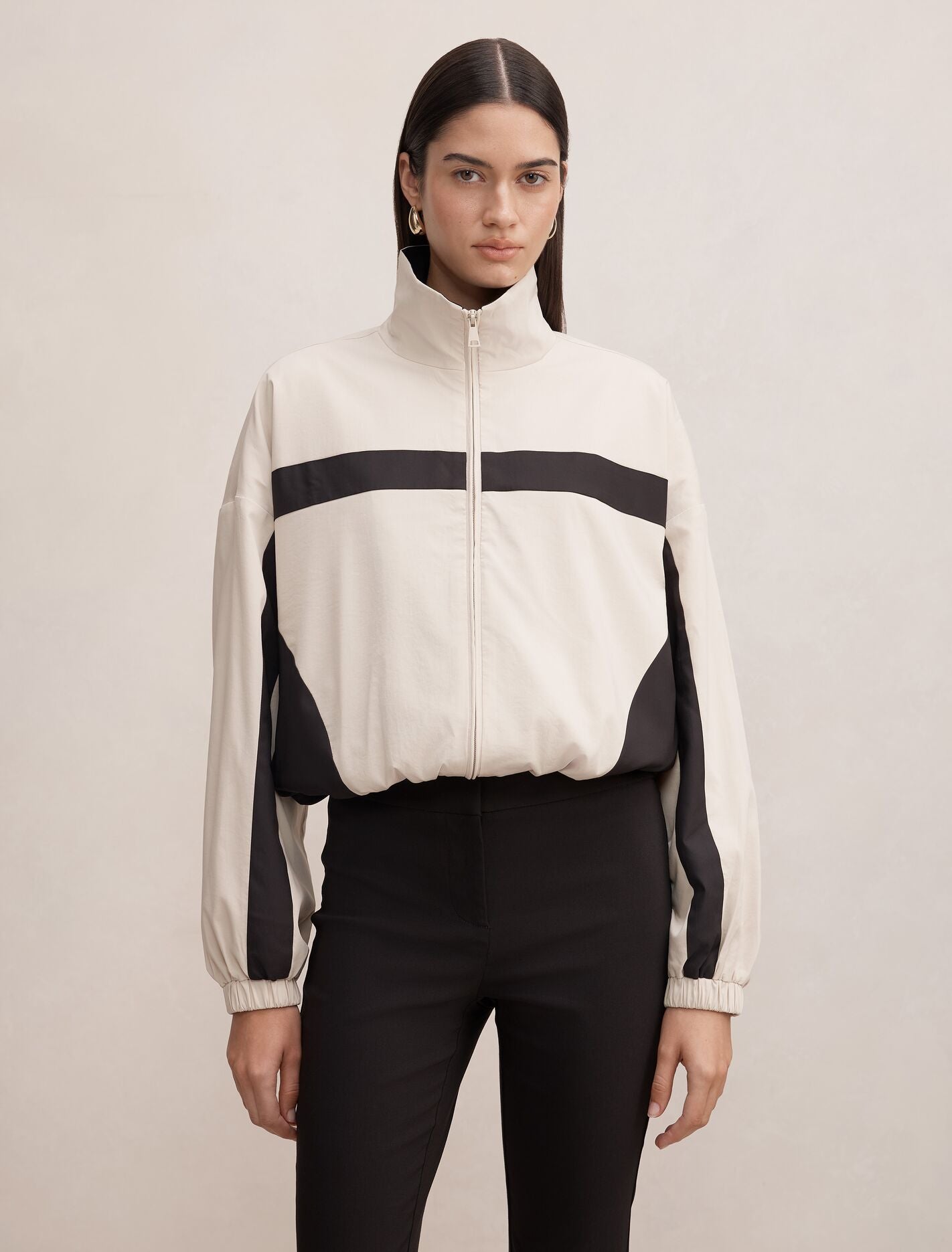 Arlo Windbreaker Jacket Cream Black Forever New