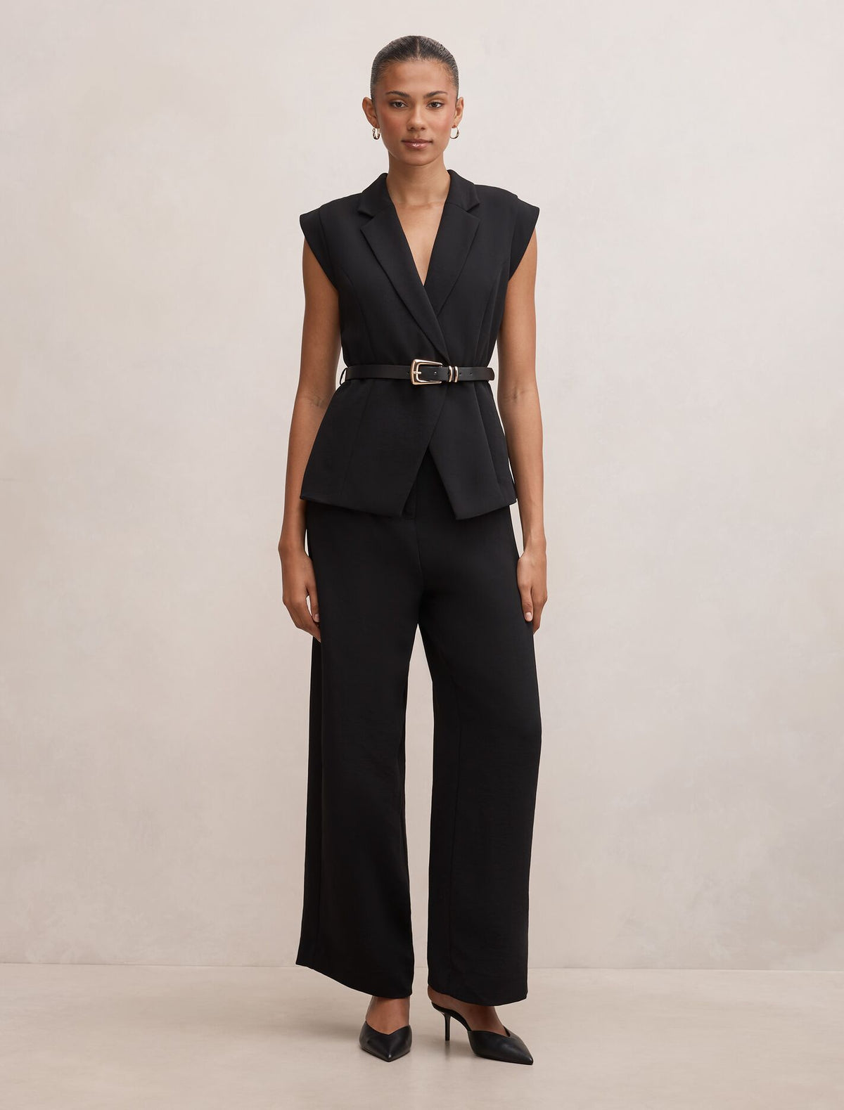 Ayla Tailored Belted Jumpsuit Black Forever New