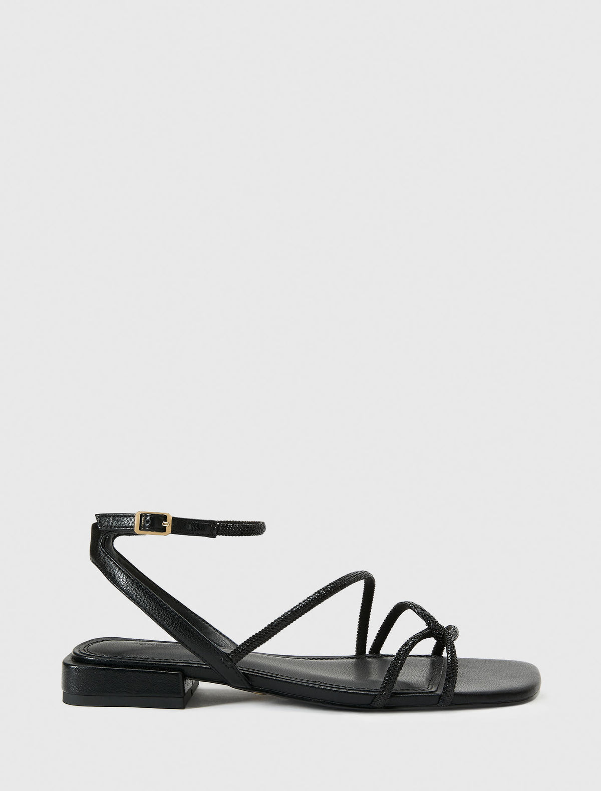 Dominique 2 Diamante Strap Flat Pm Sandal Black Forever New