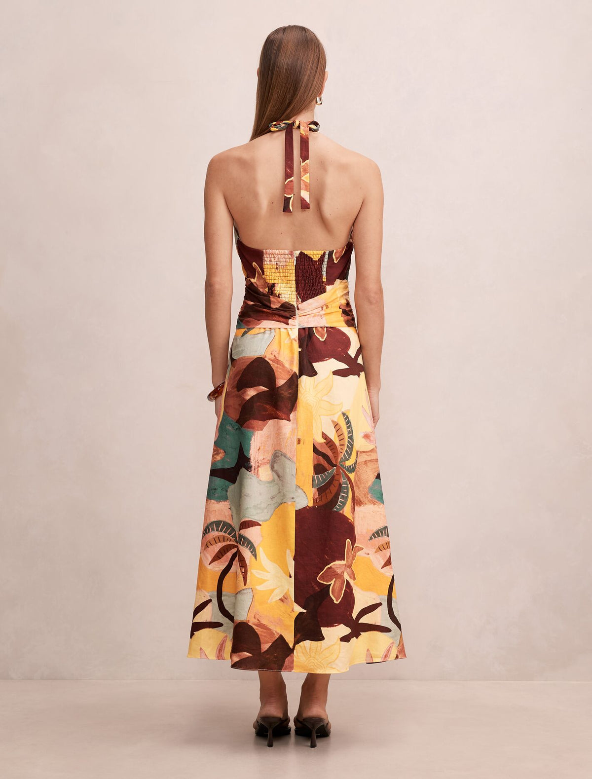 Alessi Halter Linen Midi Dress Forever New